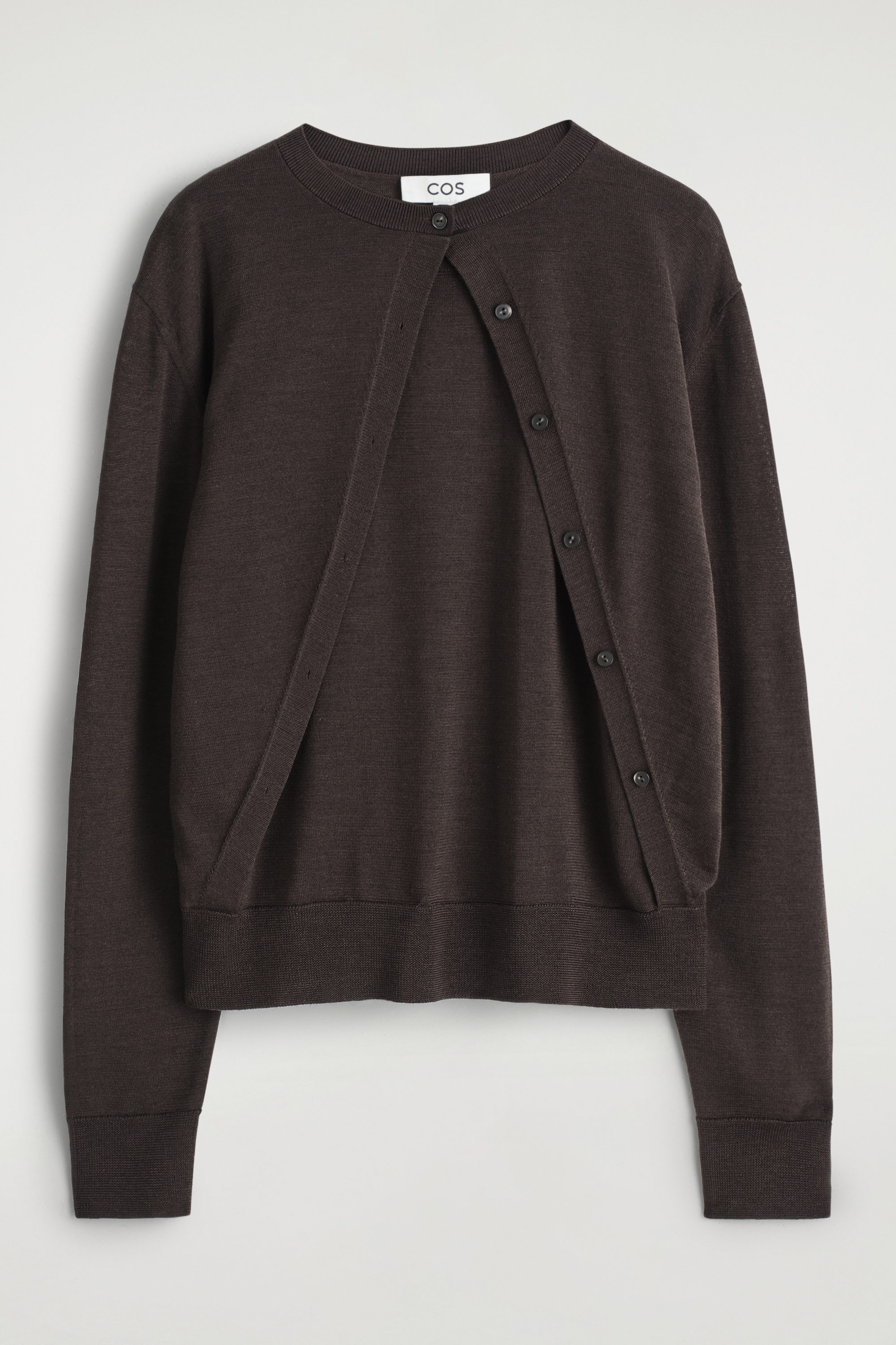 LAYERED MERINO WOOL CARDIGAN