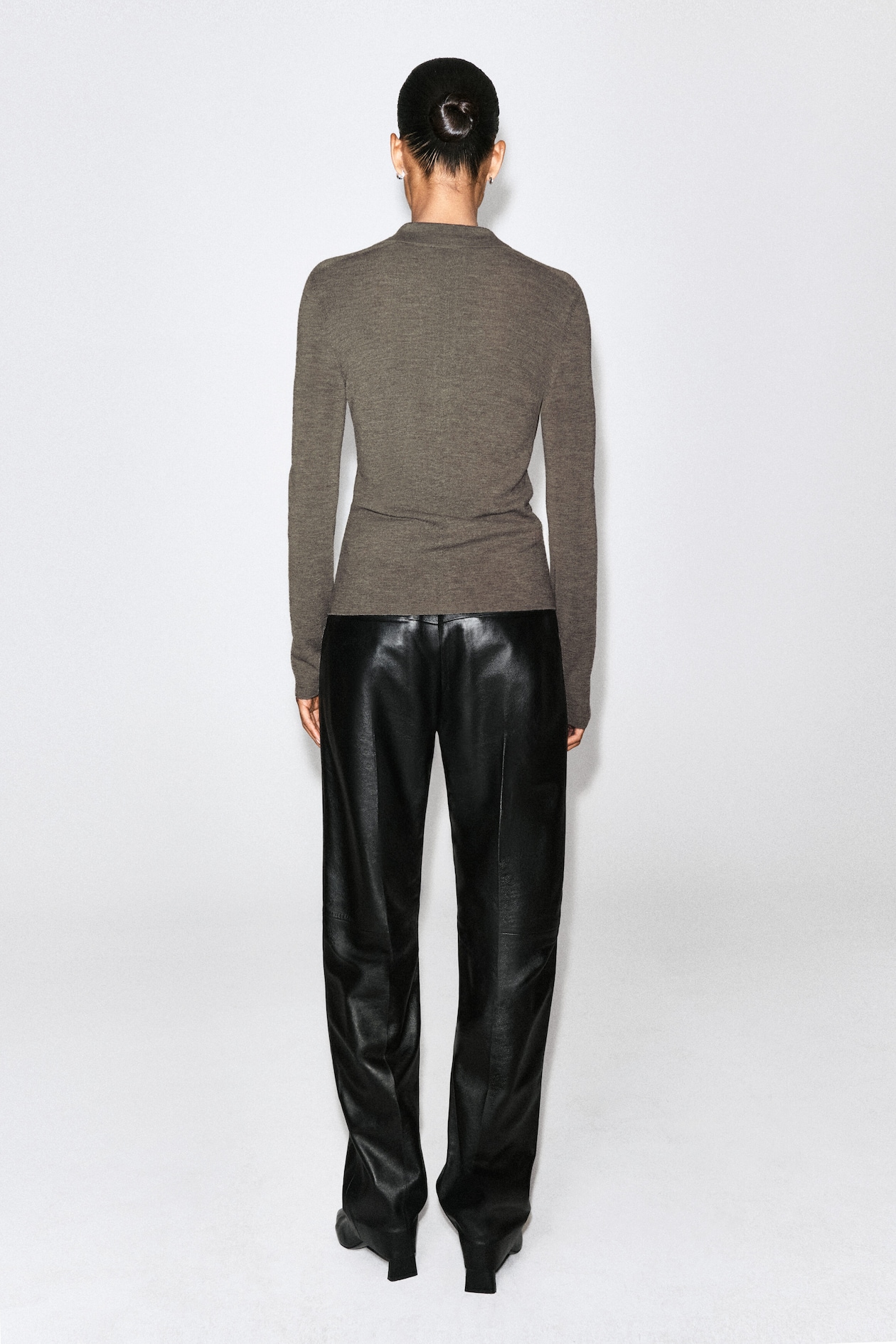 SEAMLESS MERINO WOOL SHIRT — LIGHT-BROWN MÉLANGE