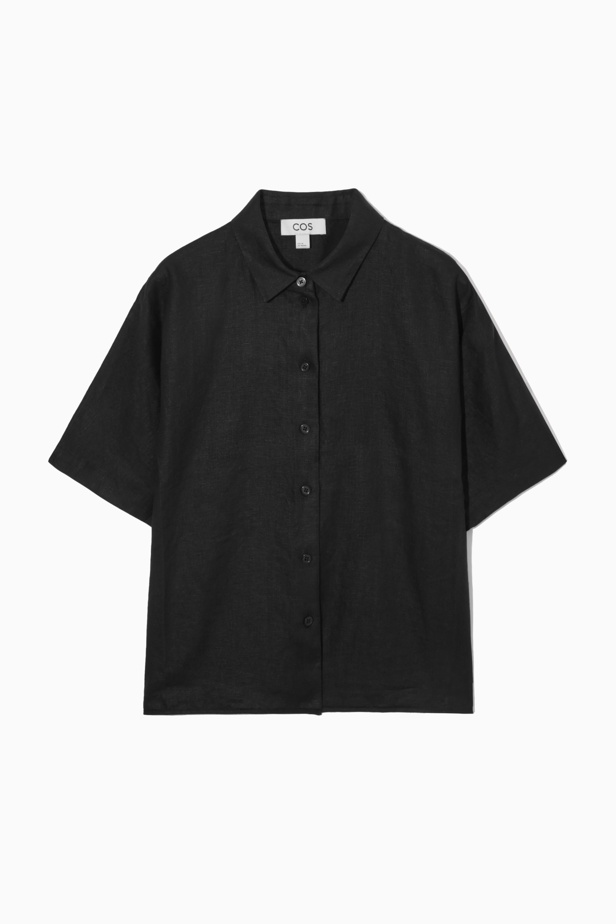 Grösseres Bild ansehen: KURZARMHEMD AUS LEINEN - SCHWARZ - DAMEN | H&M CH 1