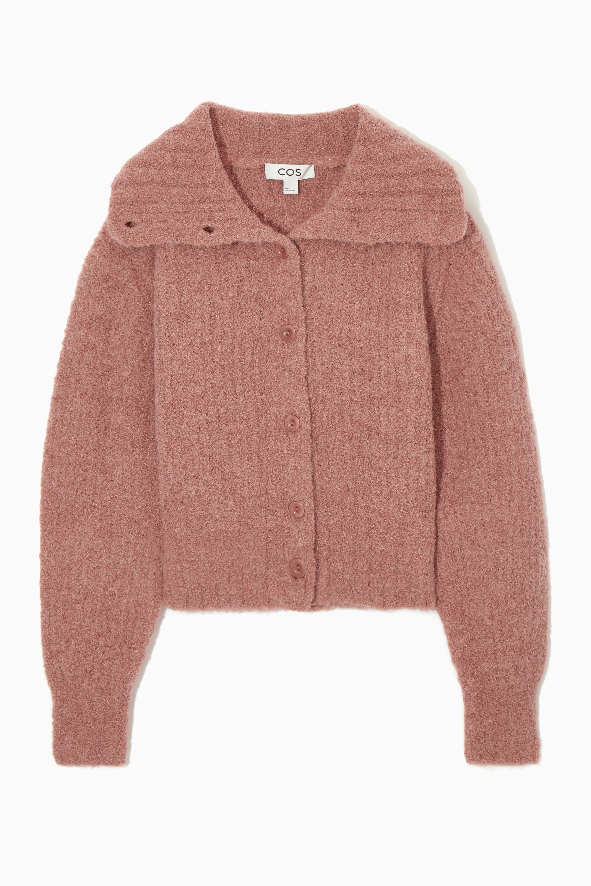 SPREAD-COLLAR TEXTURED ALPACA-BLEND CARDIGAN - PINK | COS US