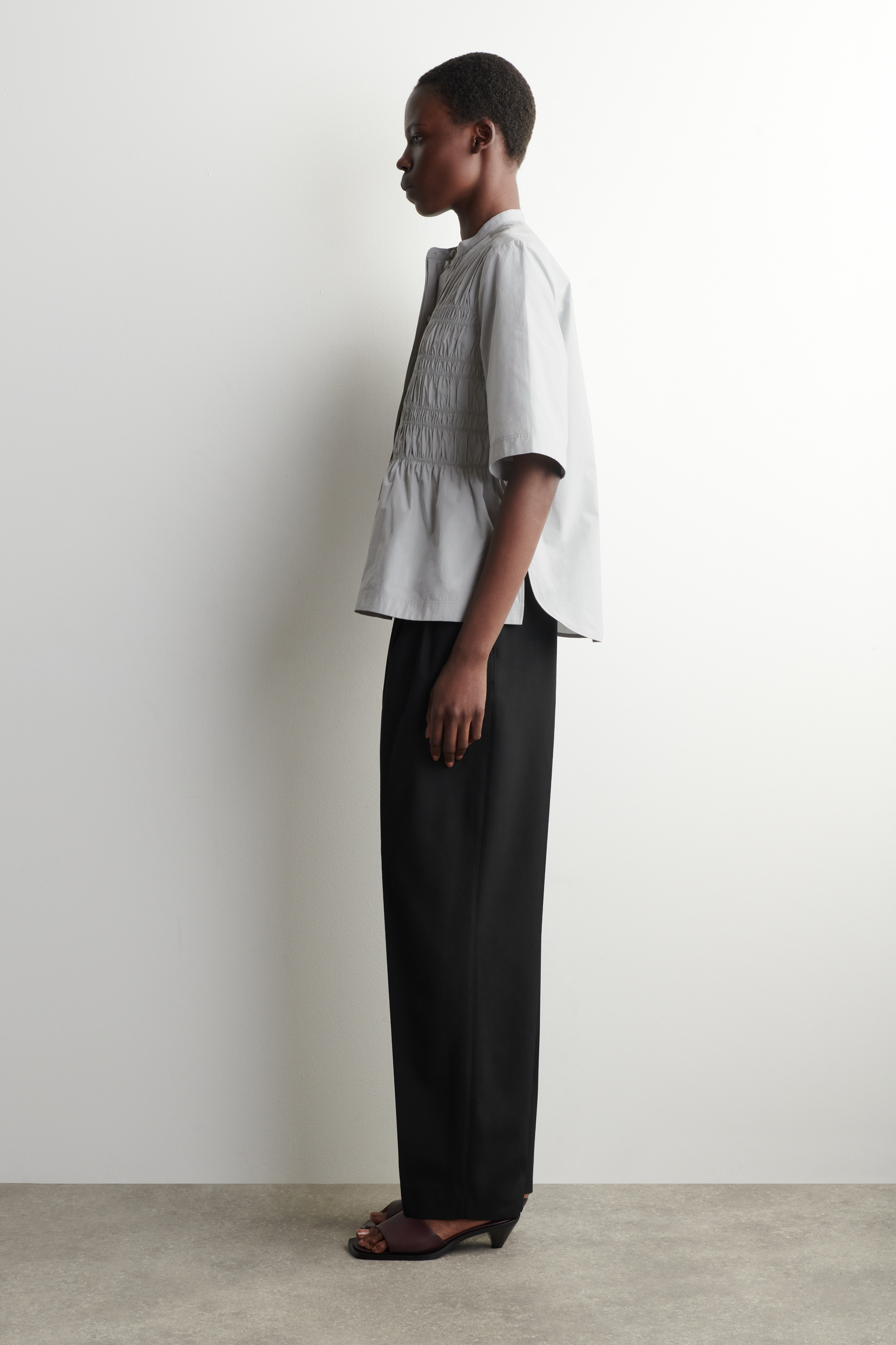 RUCHED COTTON BLOUSE