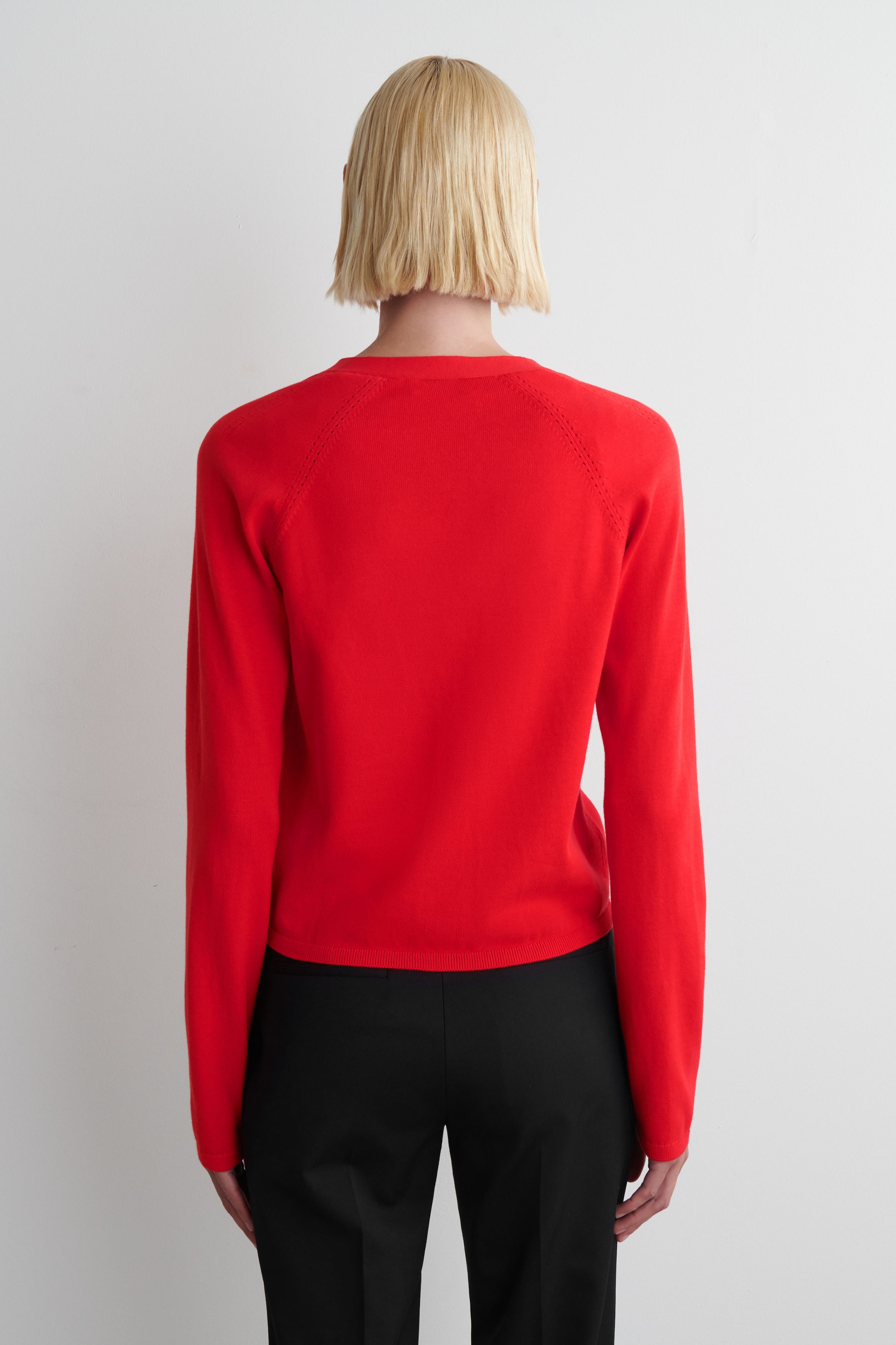 KNITTED COTTON V-NECK CARDIGAN