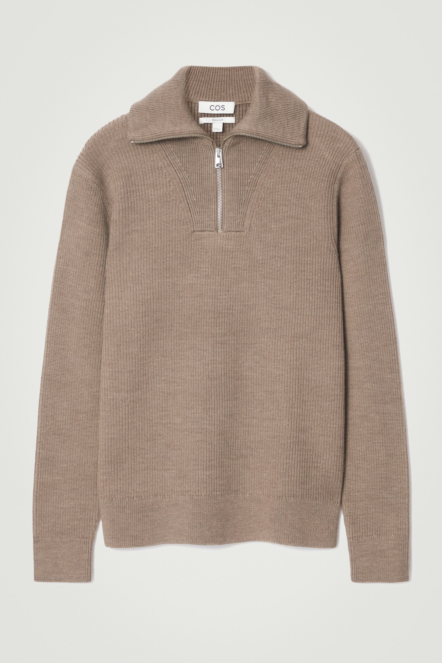 MERINO WOOL HALF-ZIP JUMPER - BEIGE