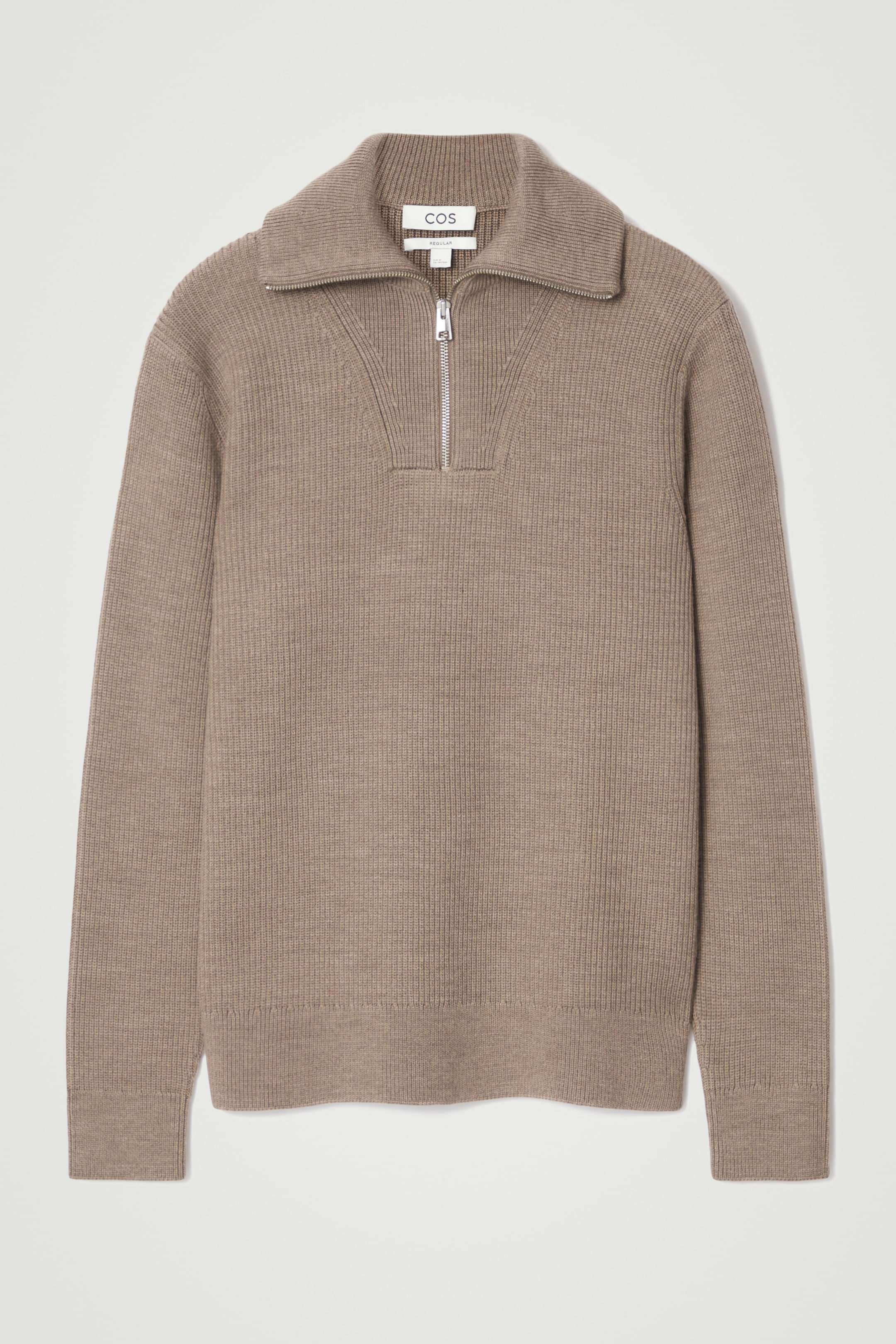 View larger image: MERINO WOOL HALF-ZIP JUMPER - BEIGE - Men | H&M GB 1