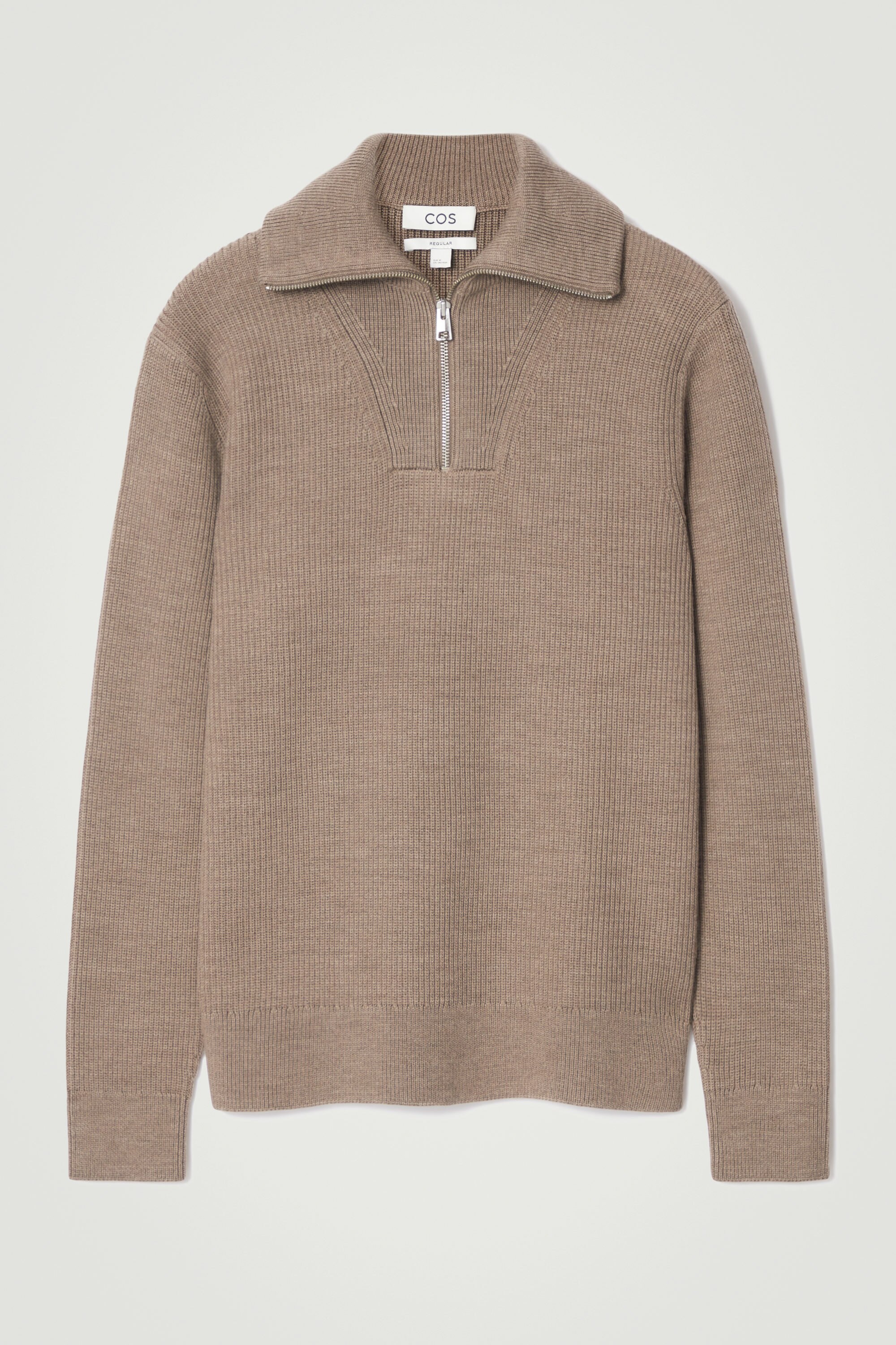 MERINO WOOL HALF-ZIP JUMPER - BEIGE | COS