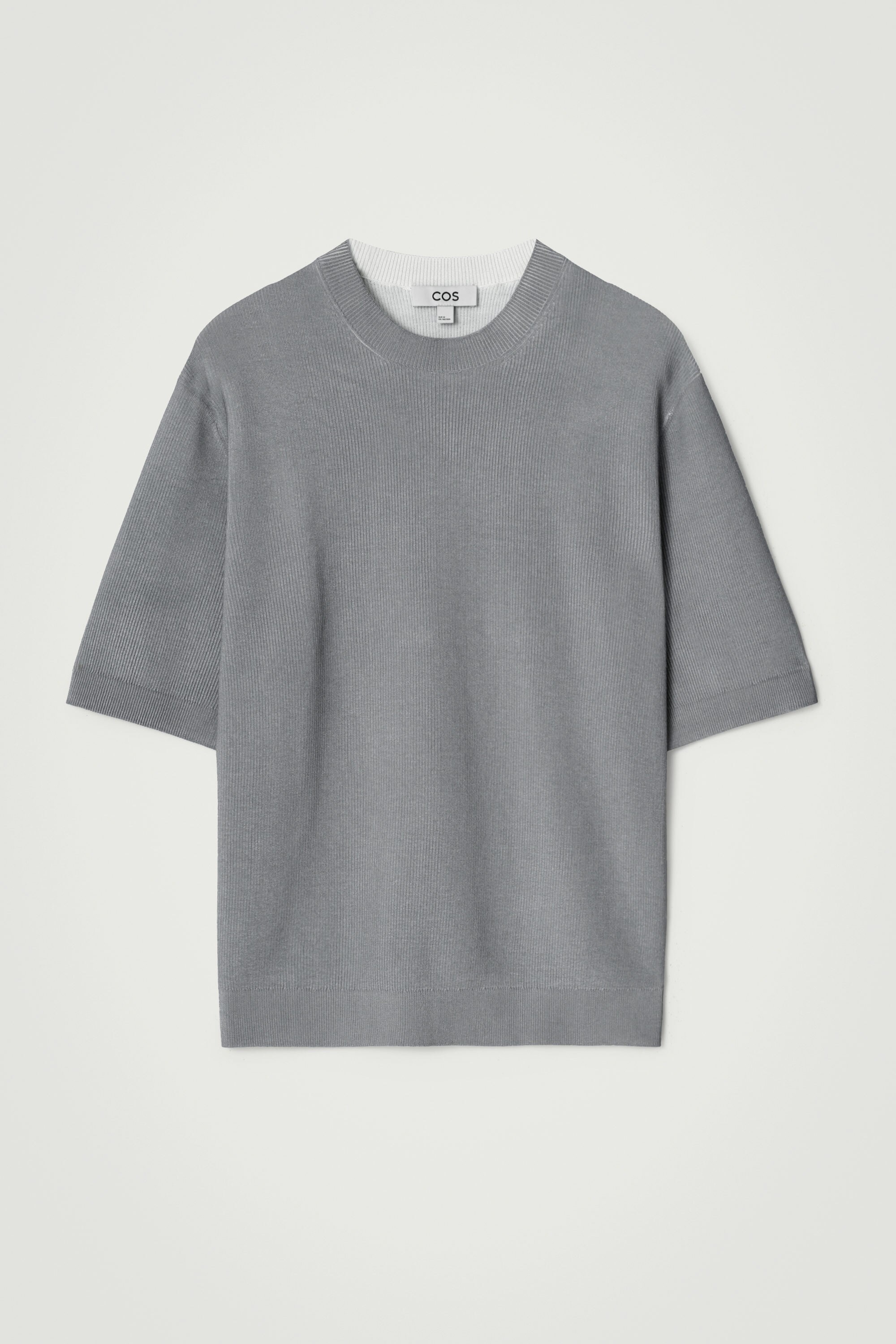 RELAXED PRINTED KNITTED T-SHIRT - GRAY | COS