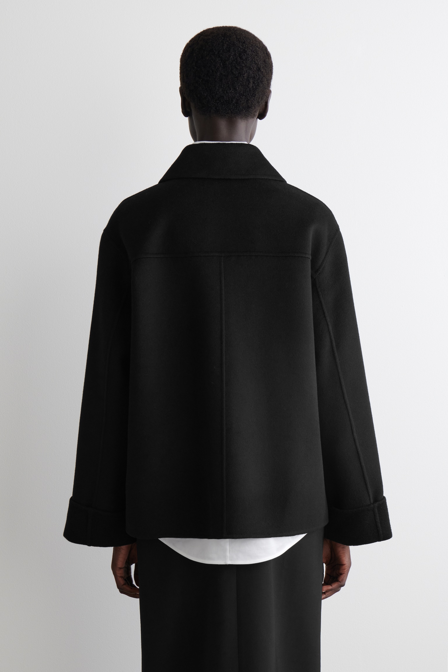 VESTE EN LAINE DOUBLE FACE - NOIR/BRUN FONCÉ - 4