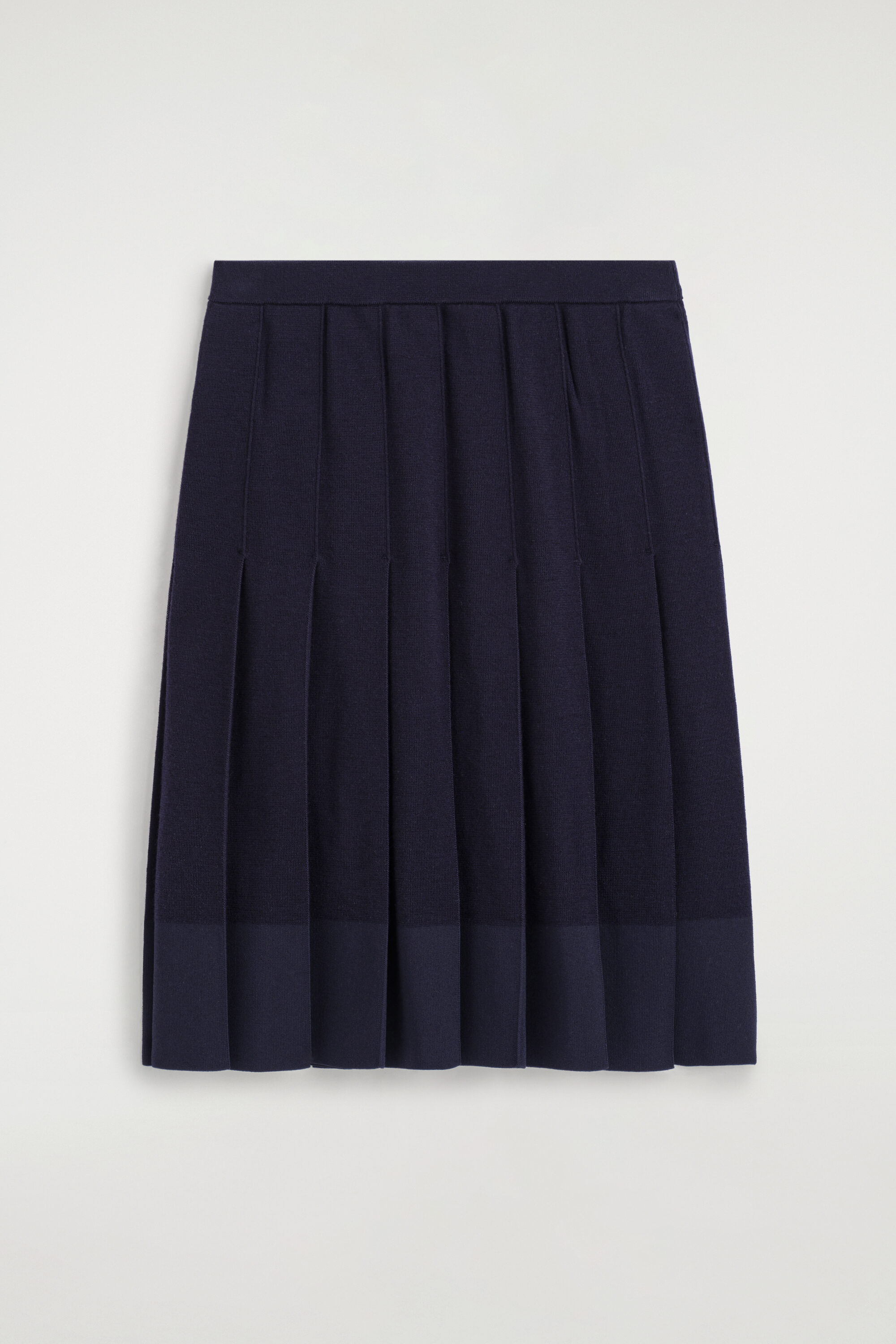 Pleated Merino Wool Midi Skirt