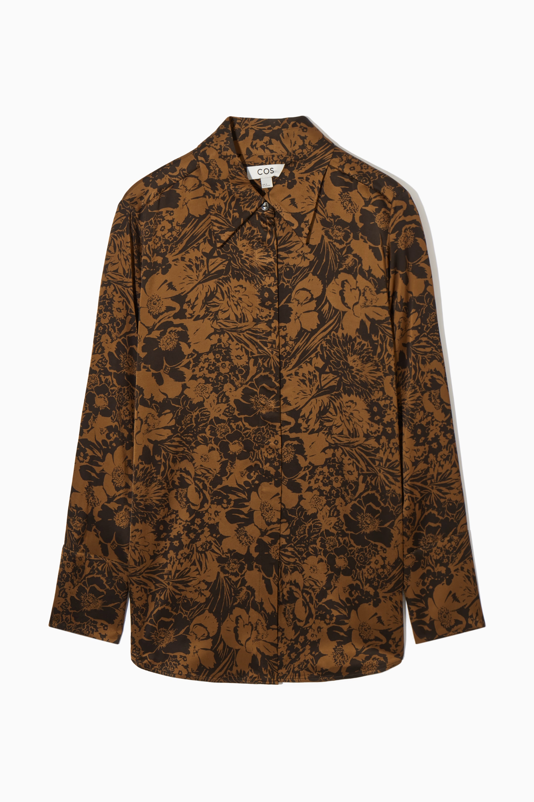 Ingrandisci l'immagine: OVERSIZED FLORAL-PRINT SATIN SHIRT - BROWN / FLORAL - DONNA | H&M CH 1