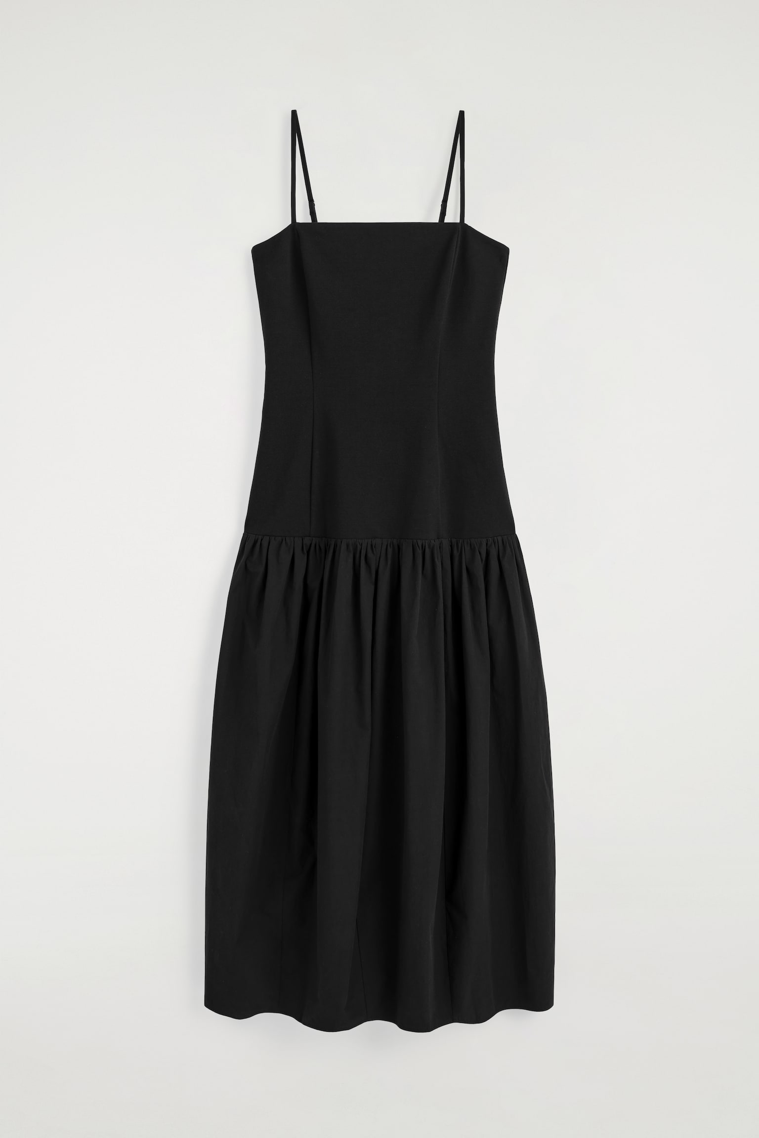 SKULPTURALES MIDIKLEID MIT NIEDRIGER TAILLE - SCHWARZ/GELB - 1
