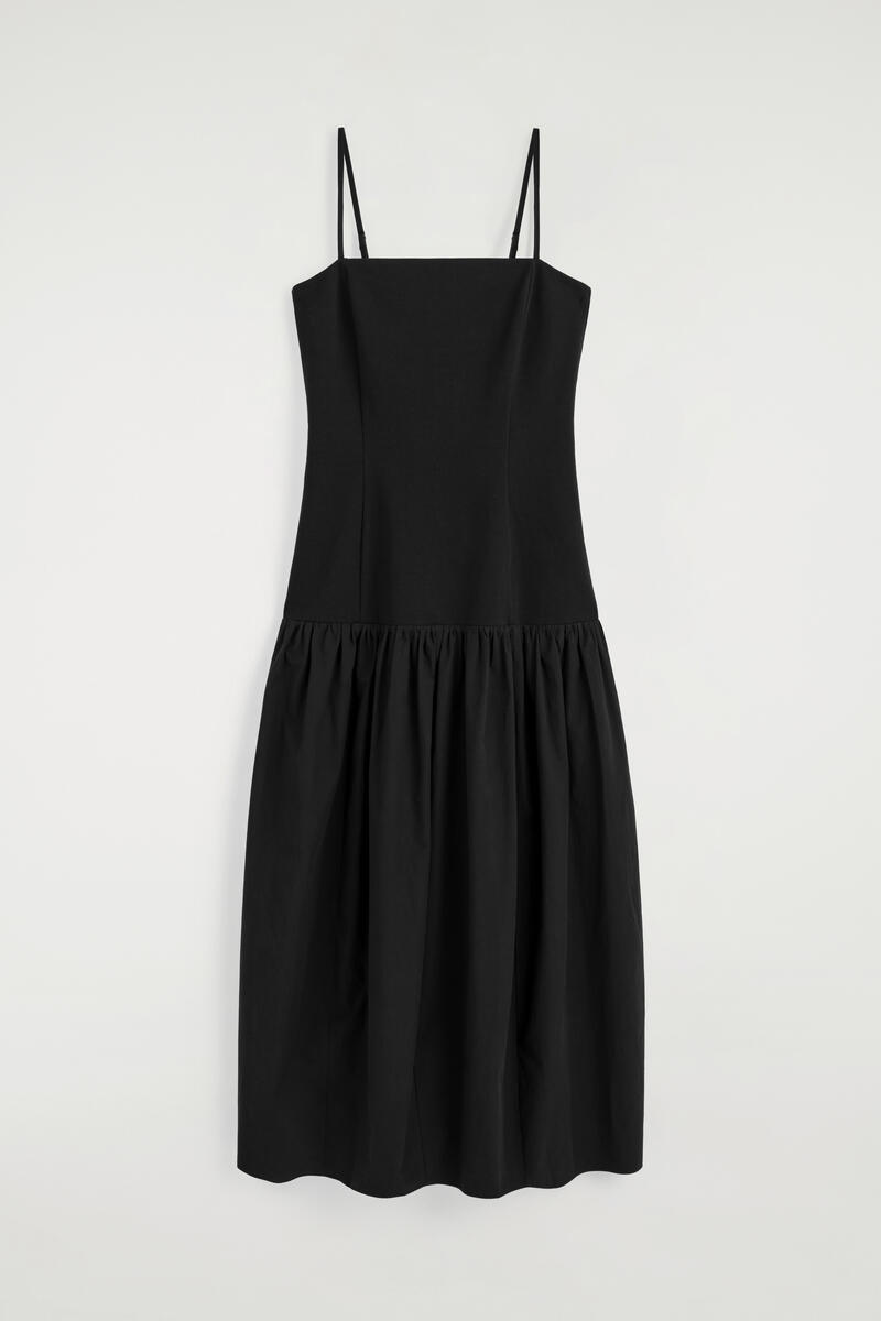 COS Sculpted Dropped-Waist Midi Dress Black Women's Small