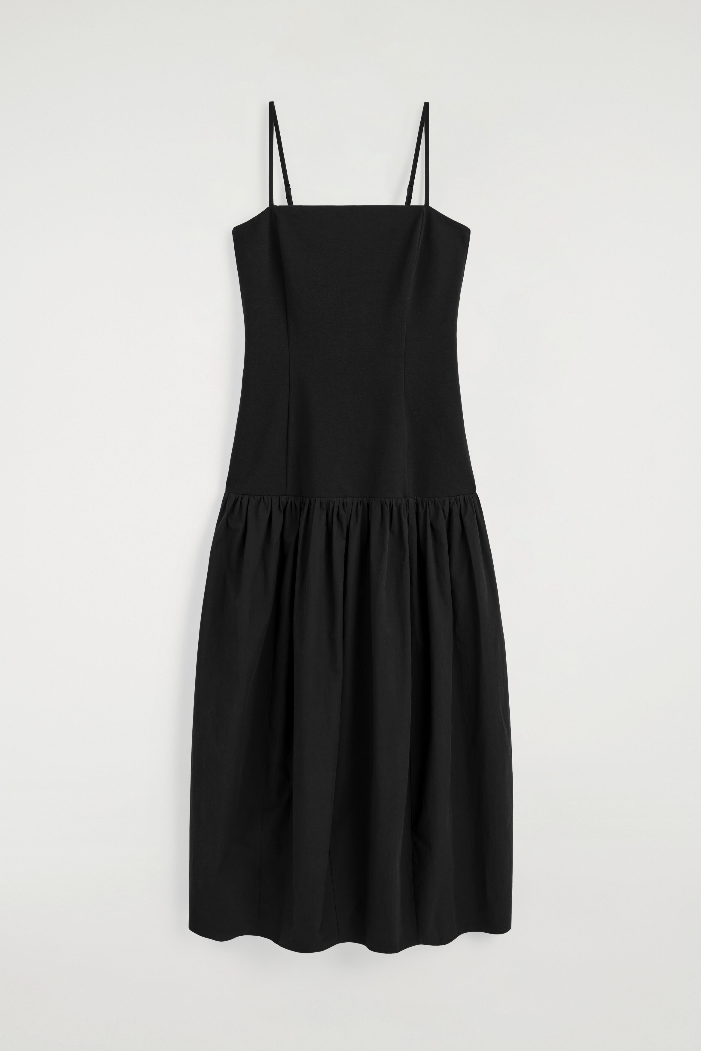 SCULPTED DROPPED-WAIST MIDI DRESS - BLACK | COS US