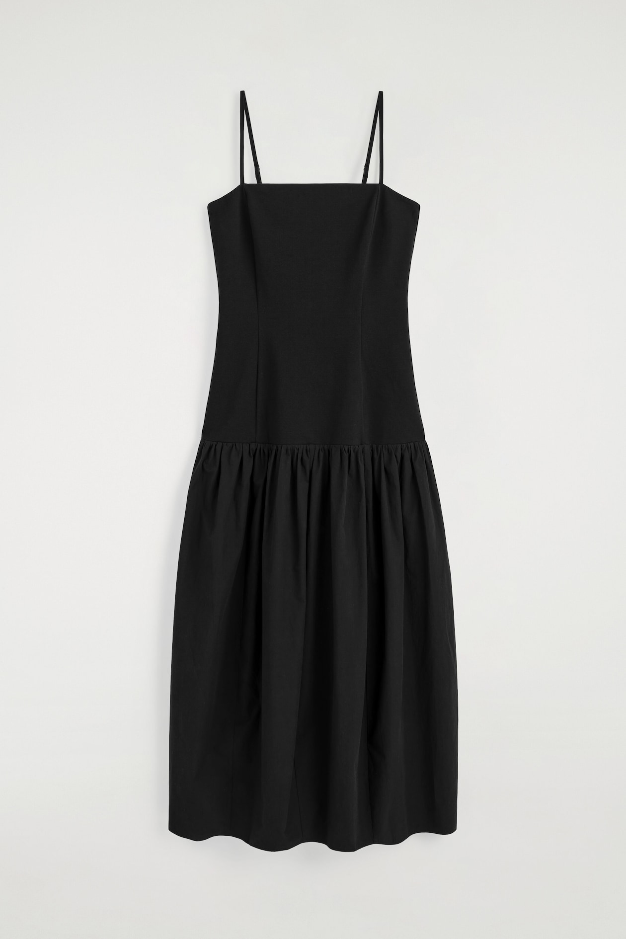 SCULPTED DROPPED-WAIST MIDI DRESS - BLACK | COS SCULPTED DROPPED-WAIST MIDI DRESS - BLACK | COS