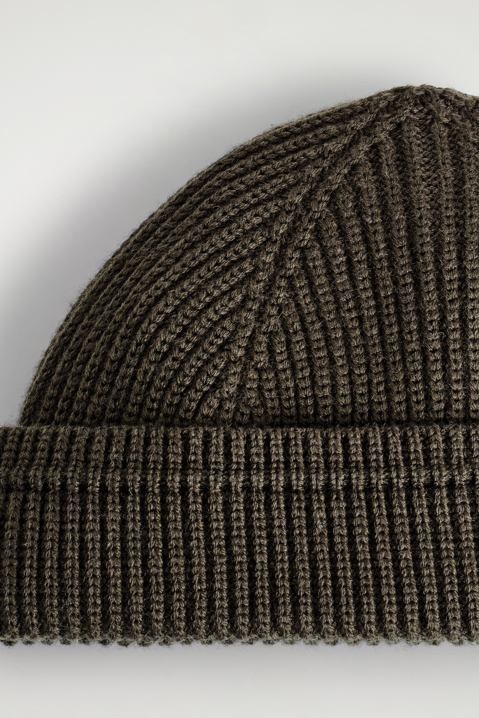 WOOL FISHERMAN BEANIE - DARK KHAKI/CHARCOAL MÉLANGE - 3