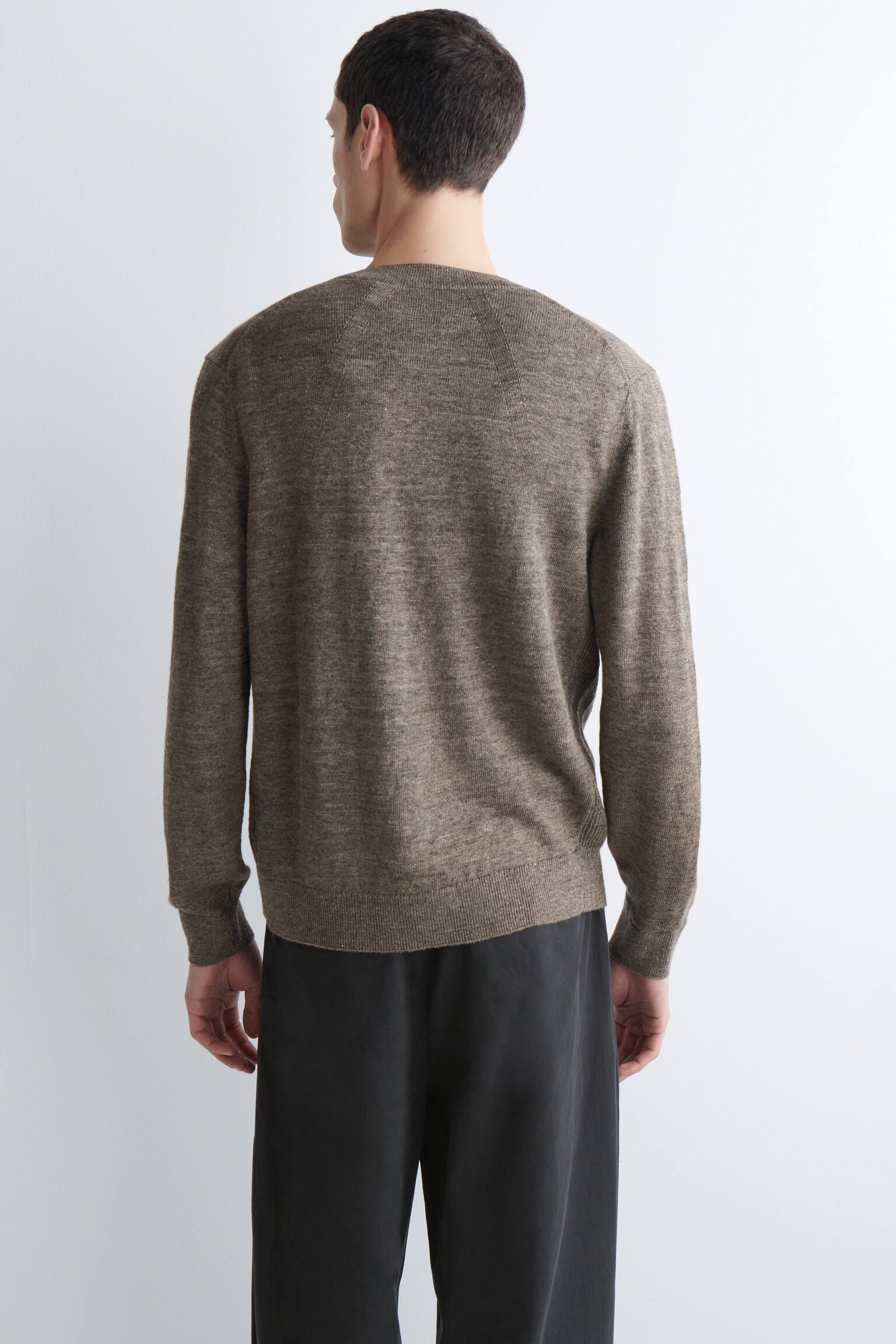 CARDIGAN EN MAILLE DE LIN - TAUPE CHINÉ - 7