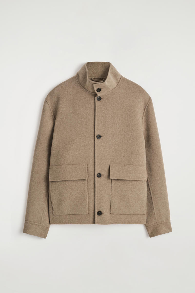 Cos Split Wool Harrington Jacket In Sand