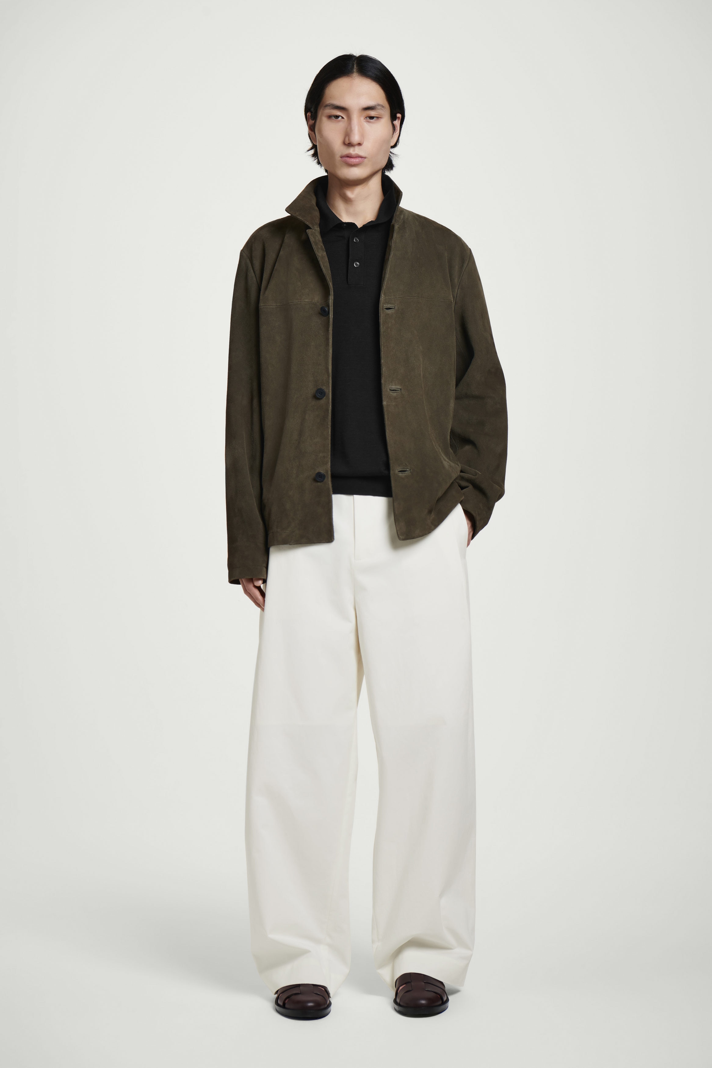 PLEATED COTTON WIDE-LEG PANTS - BLACK | COS