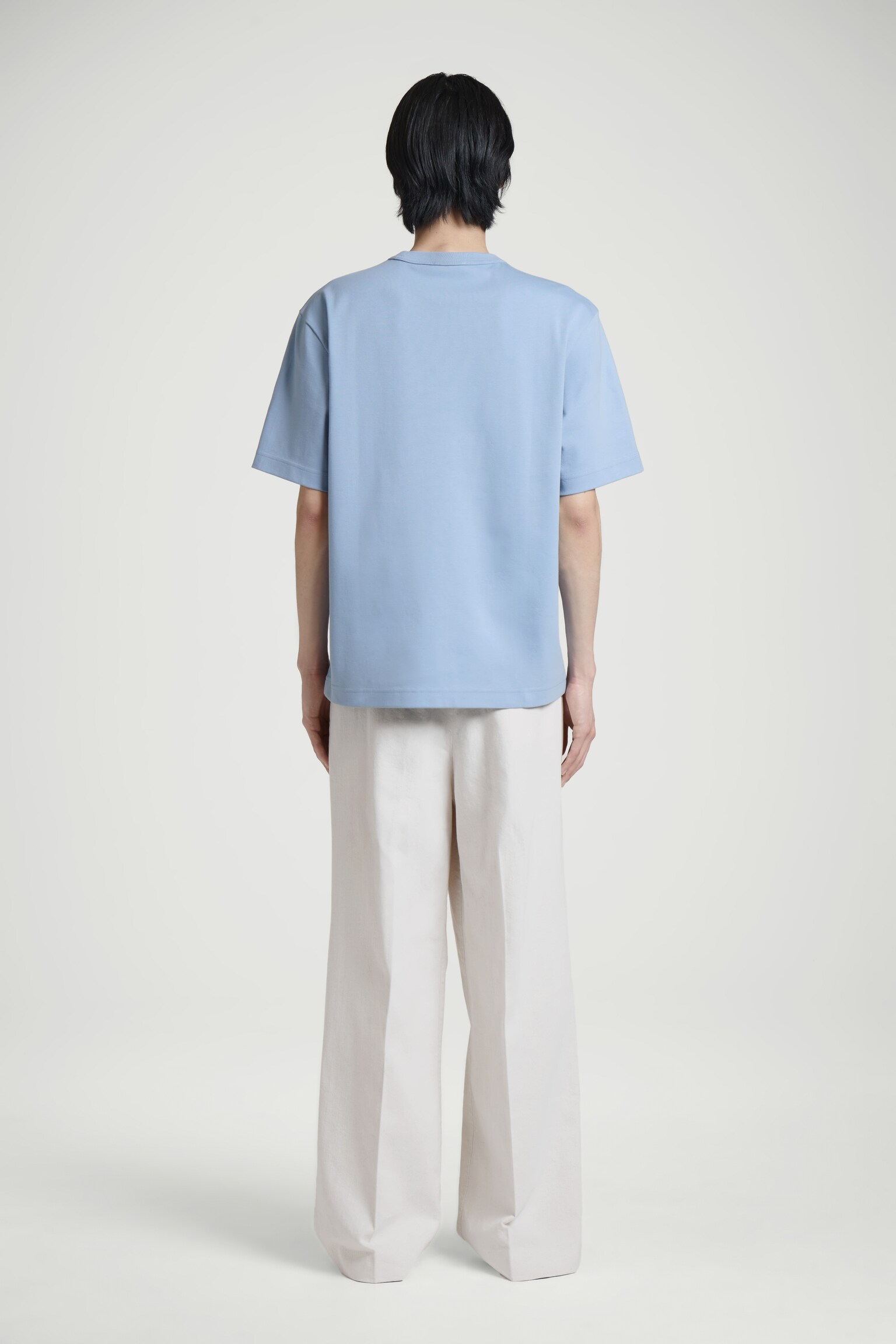 T-SHIRT À COL ROND EN COTON INTERLOCK - BLEU CIEL/BLANC/NOIR/BLEU MARINE/BLEU MARINE / RAYURES - 7
