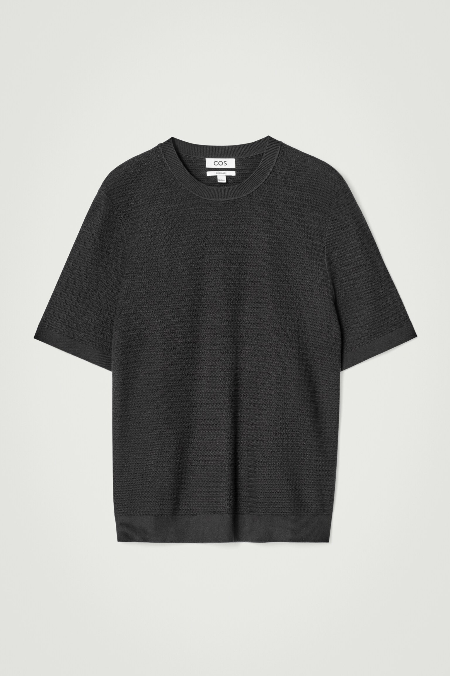 T-SHIRT EN MAILLE DE COTON TEXTURÉE - NOIR/ÉCRU/ABRICOT/TAUPE - 2