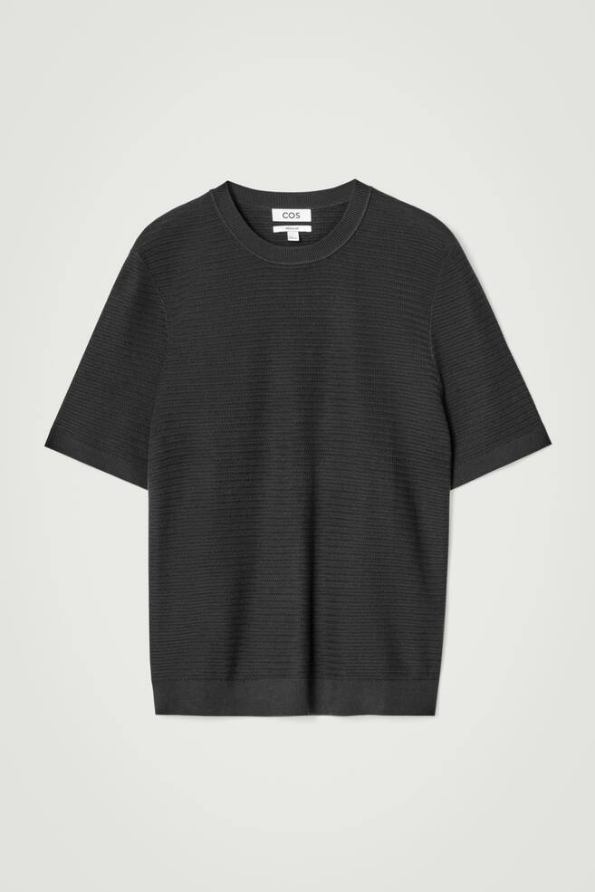 STRUKTURIERTES T-SHIRT AUS BAUMWOLLE - SCHWARZ - 1