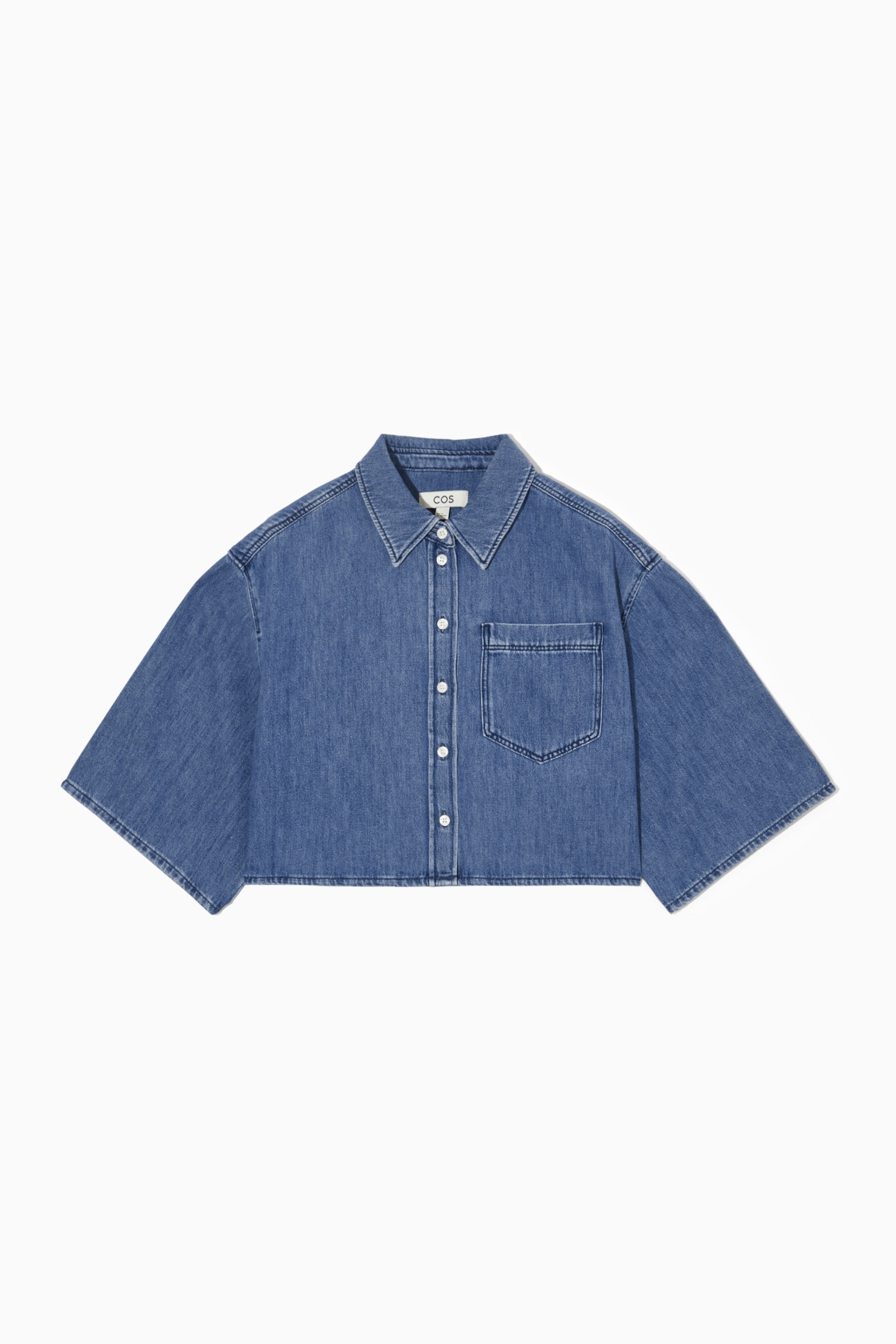 Vis større bilde: CROPPED DENIM SHIRT - MID BLUE - Ladies | H&M NO 1