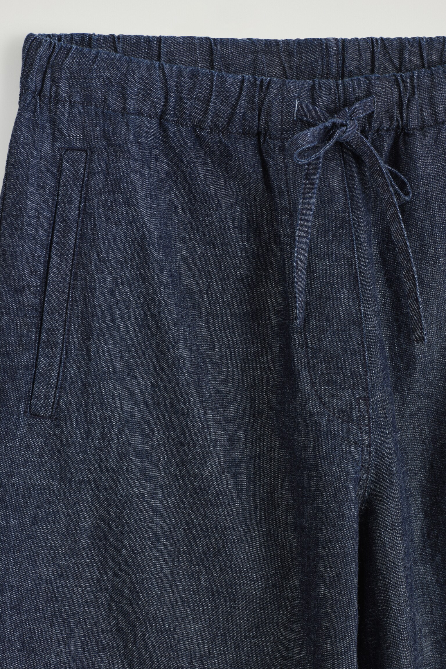 PANTALON LARGE TAILLE AJUSTABLE EN DENIM - INDIGO - 7