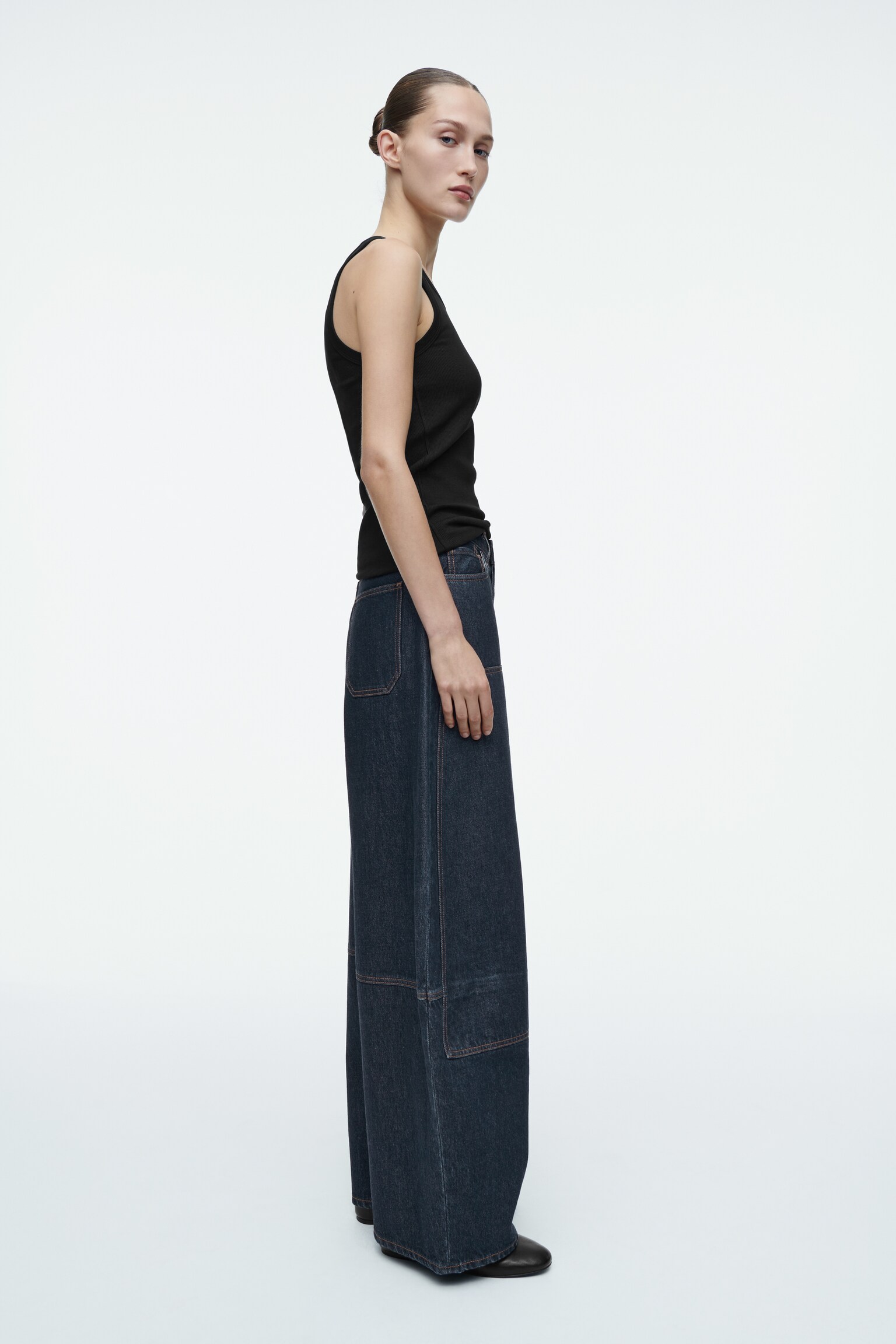 WESTERN BARREL-LEG RAW DENIM TROUSERS - RAW INDIGO - 3