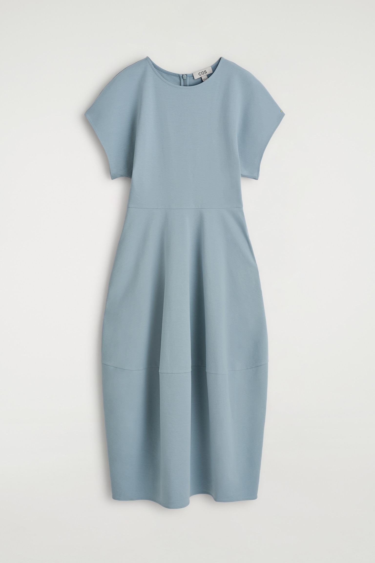 ROBE MIDI SCULPTÉE EN COTON - BLEU CIEL/BLEU MARINE/NOIR/OCRE - 2