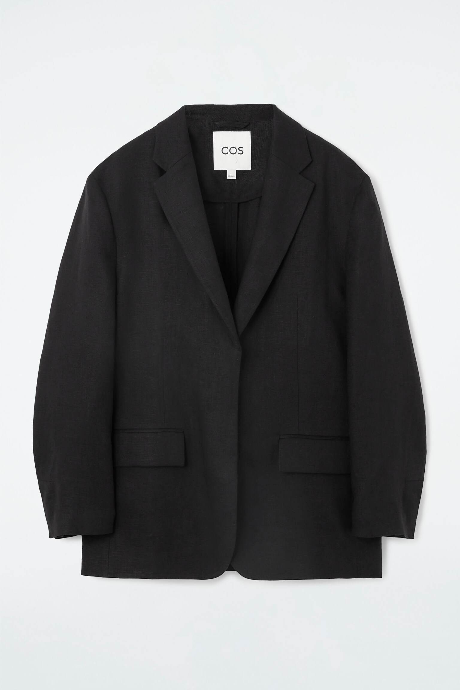 RELAXED SINGLE-BREASTED LINEN BLAZER - BLACK