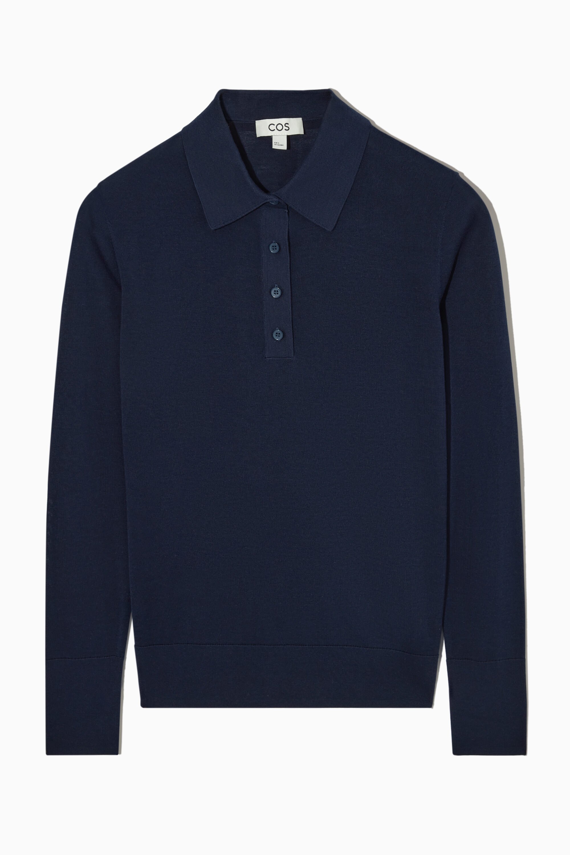 トップス DESCENDANT KNIT POLO KNITTED SILK-BLEND POLO SHIRT - NAVY | COS