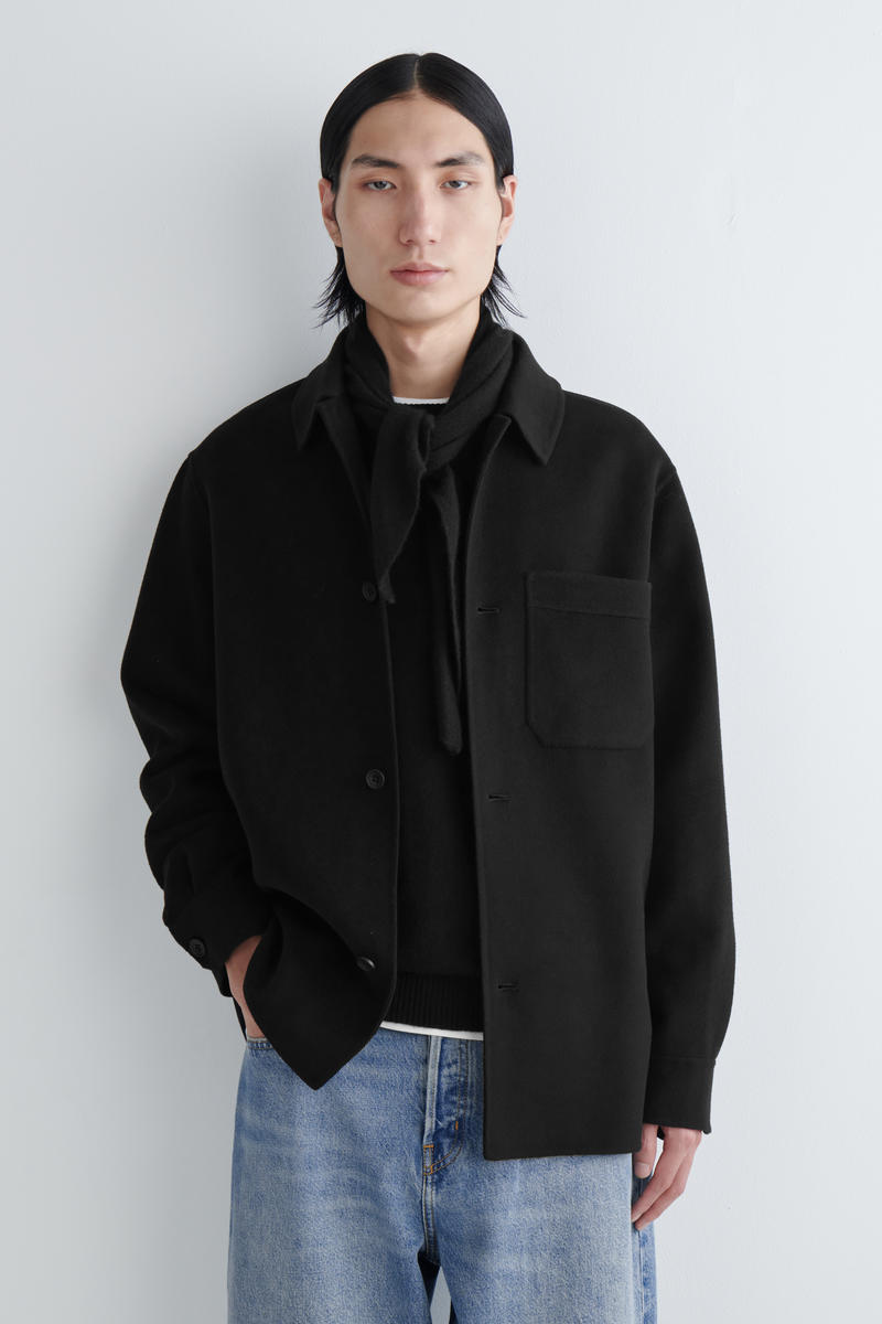 Cos Split Wool Overshirt In Black