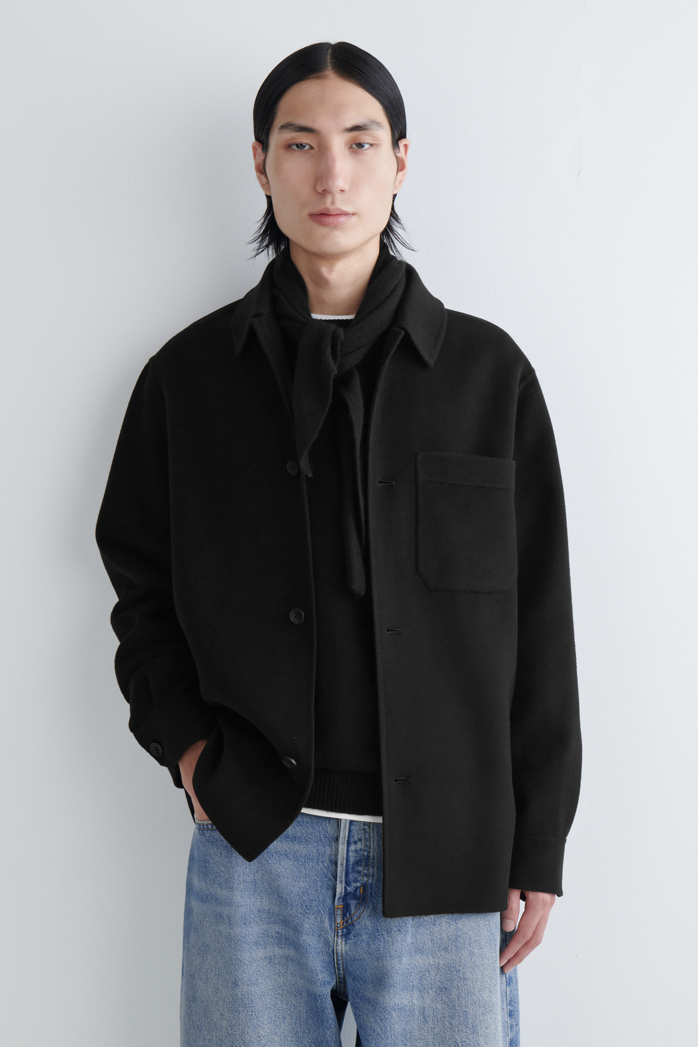 トップス DseconD Wool Overshirt DOUBLE-FACED WOOL OVERSHIRT - BLACK | COS