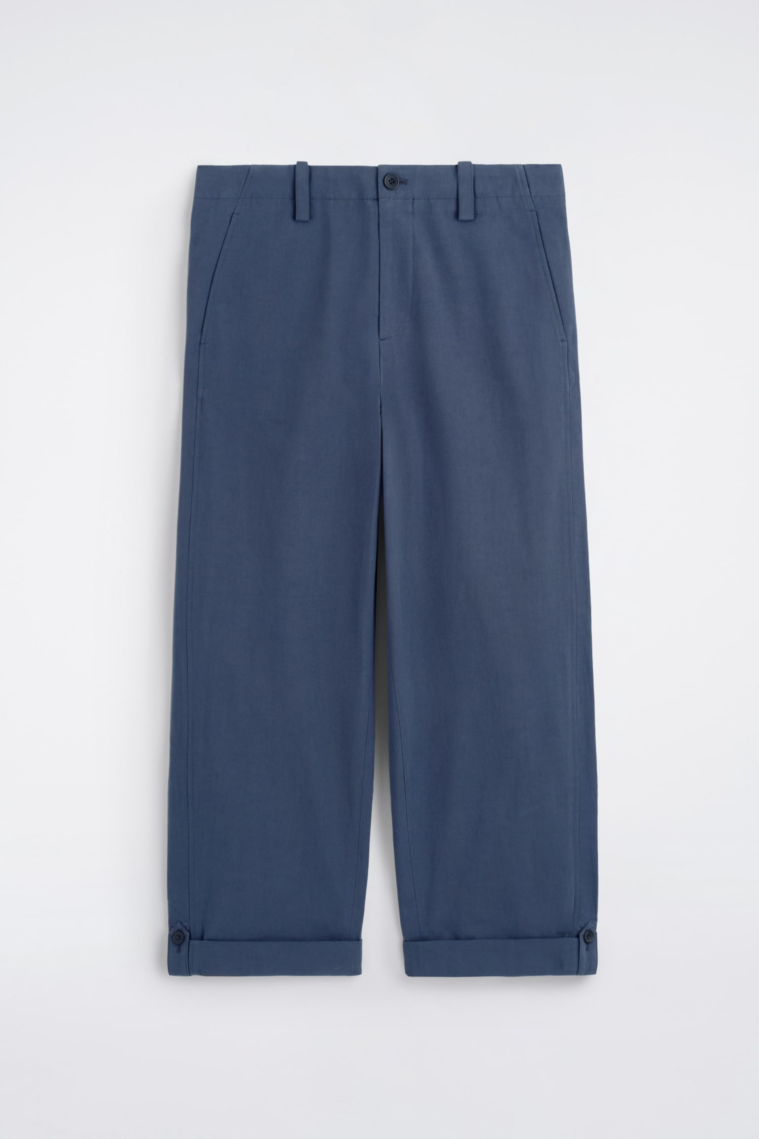 LOCKERE HOSE MIT GERADEM BEIN UND UMSCHLAG - NAVYBLAU/GRAU - 1