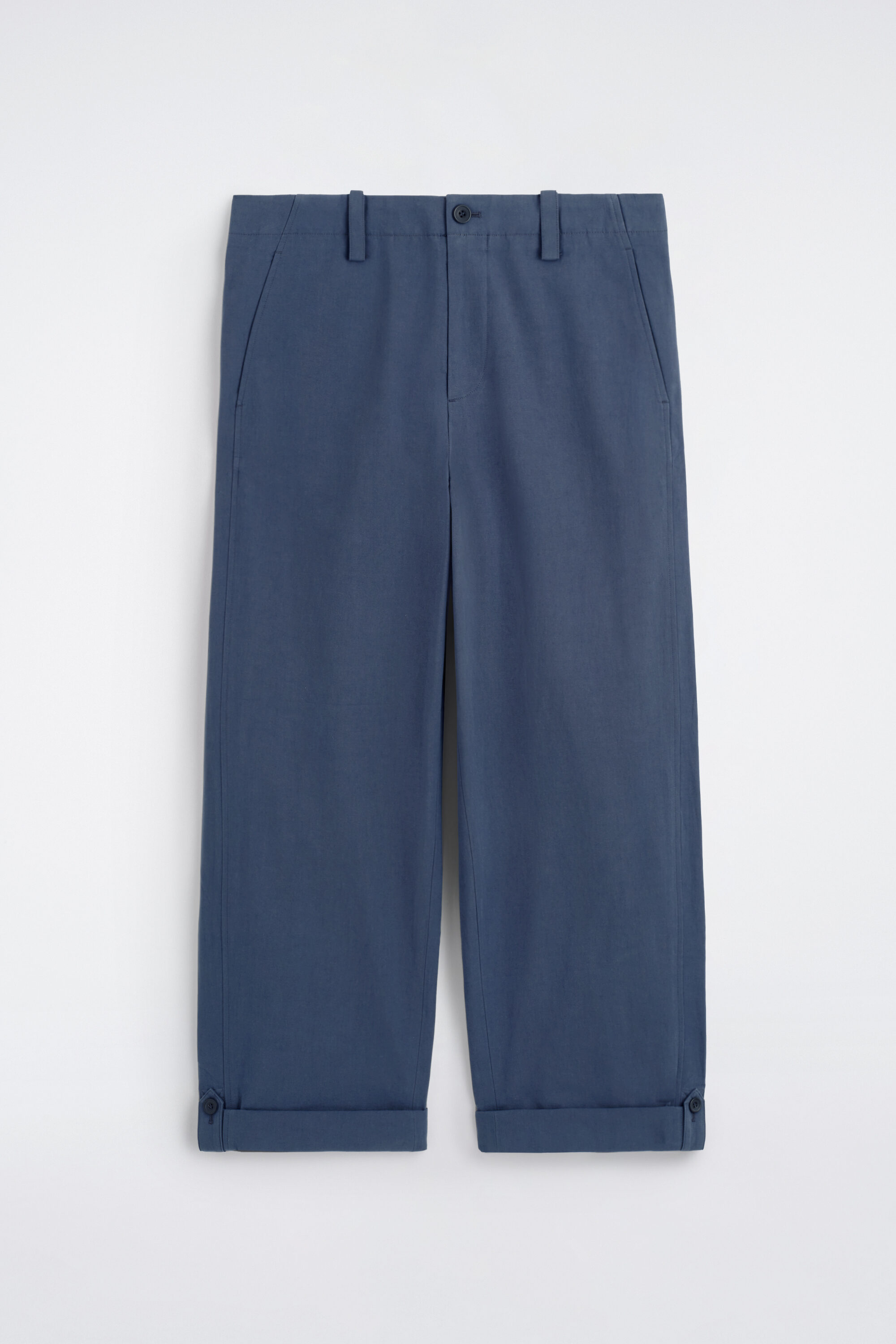 RELAXED-FIT STRAIGHT-LEG CUFFED PANTS - NAVY | COS US