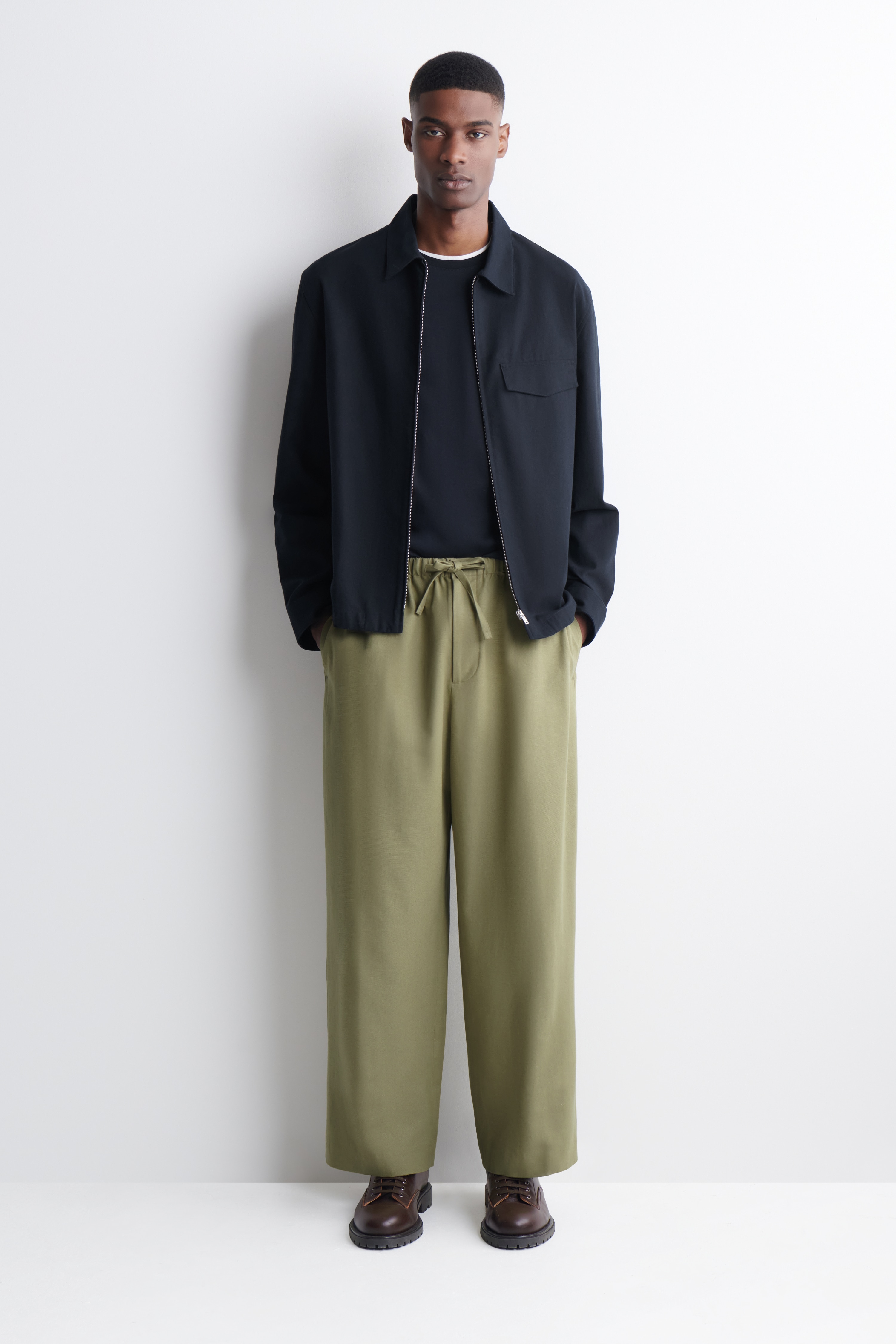 PANTALONI BARREL CON COULISSE - KAKI/MARRONE