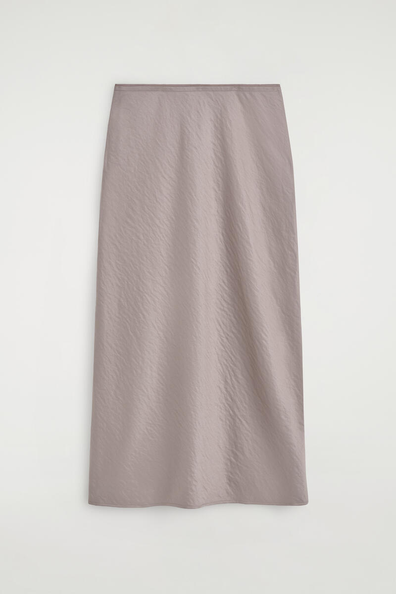 Crinkled-Satin Midi Skirt
