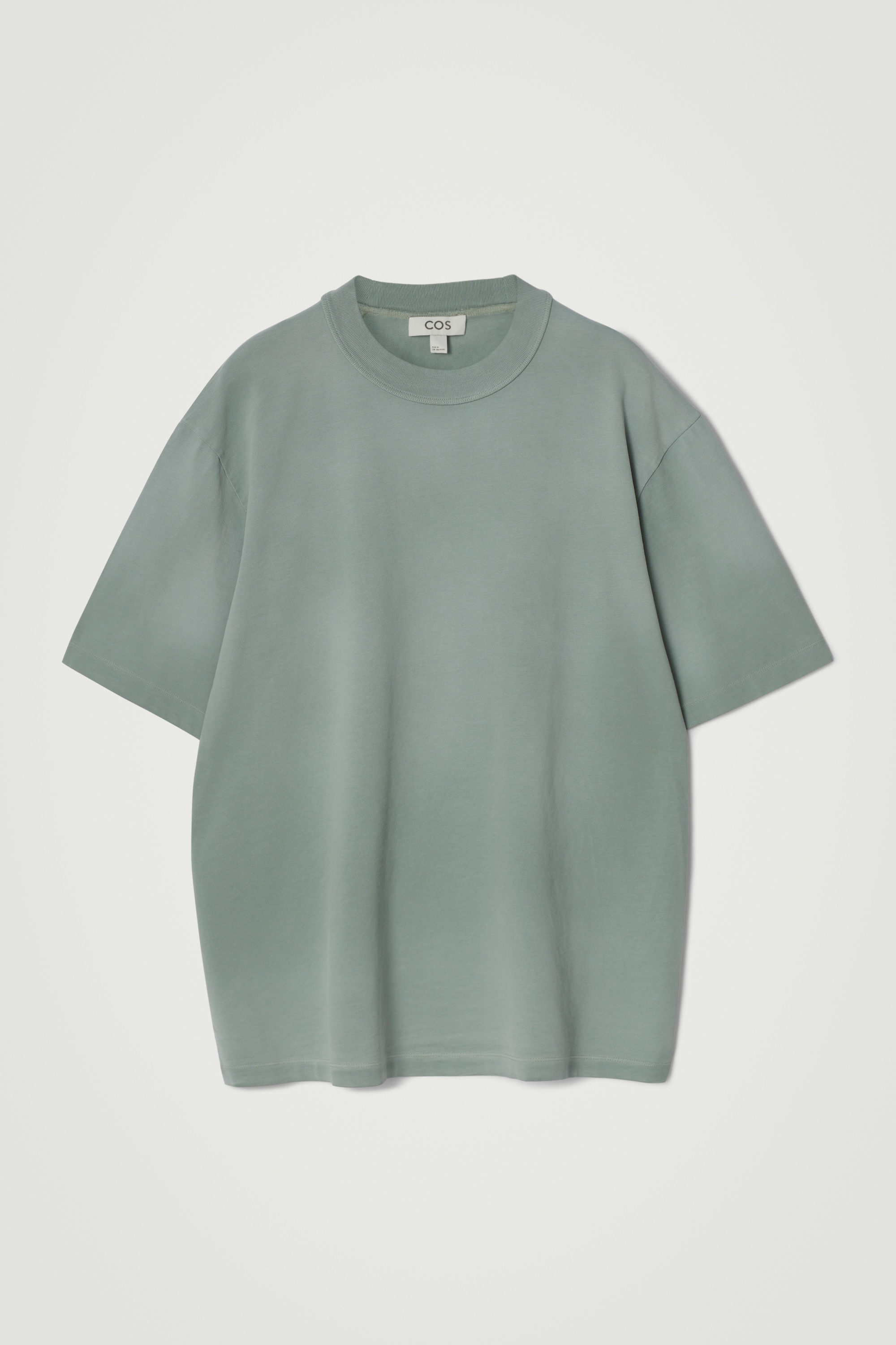 OVERSIZED WASHED-JERSEY MOCK-NECK T-SHIRT - GREEN | COS