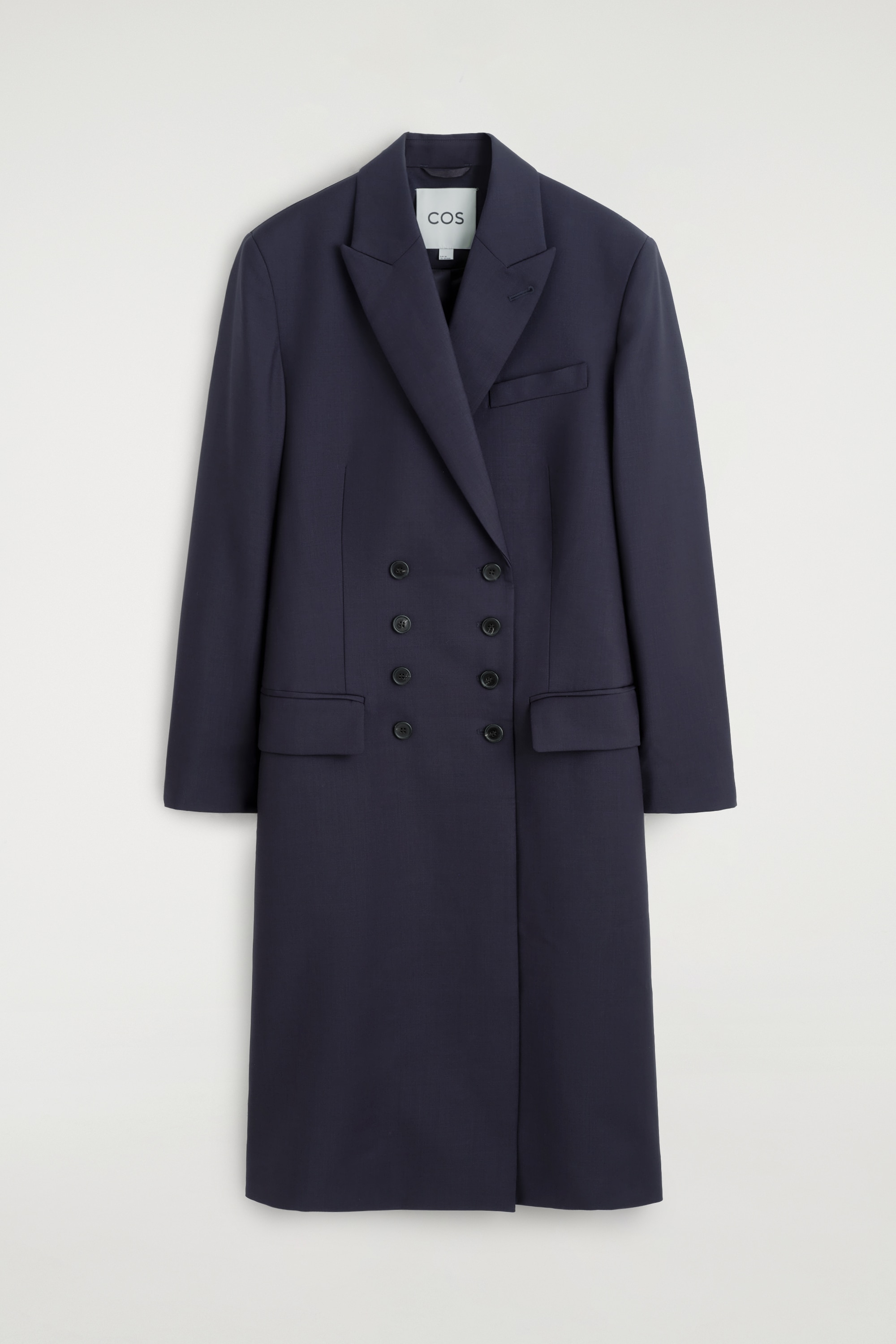 GYAPJÚ KÉTGOMBOS HOSSZÚ BLAZER - TENGERÉSZKÉK