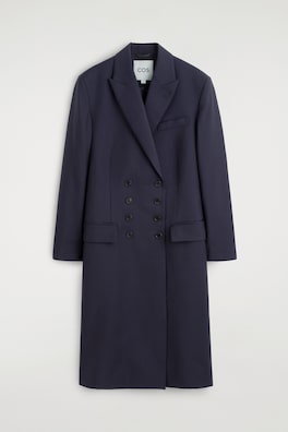 WOOL DOUBLE-BREASTED LONGLINE BLAZER — NAVY 7