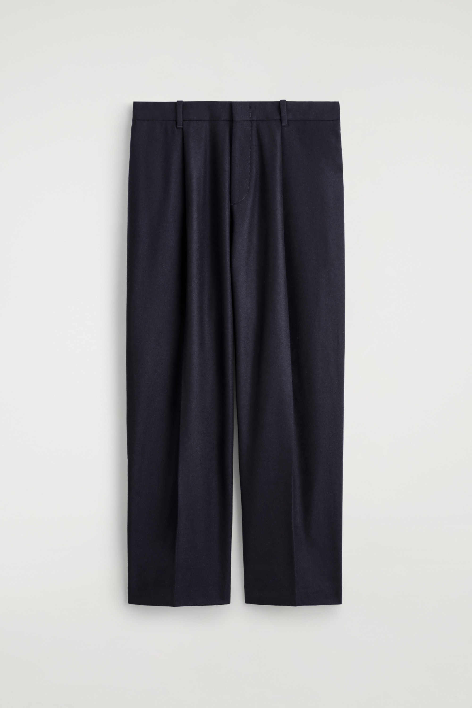 PANTALÓN DE LANA RELAXED FIT CON PIERNA RECTA - AZUL MARINO