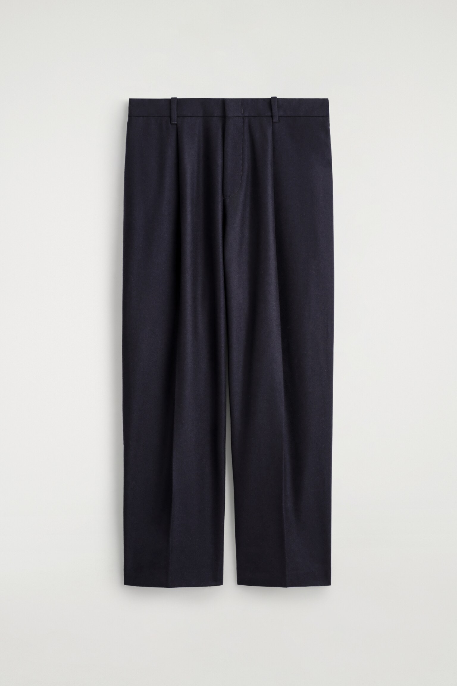 PANTALON DROIT DÉCONTRACTÉ EN LAINE - BLEU MARINE/GRÈGE - 2