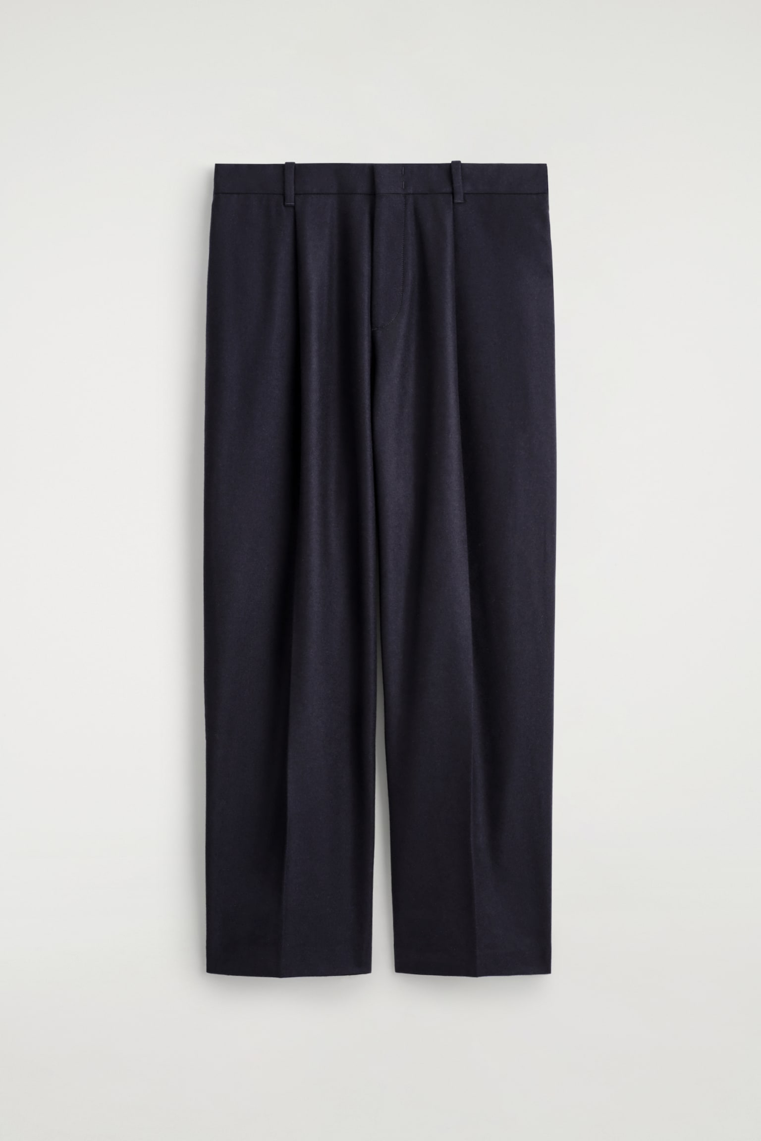 RELAXED WOOL STRAIGHT-LEG TROUSERS - NAVY/STONE - 2