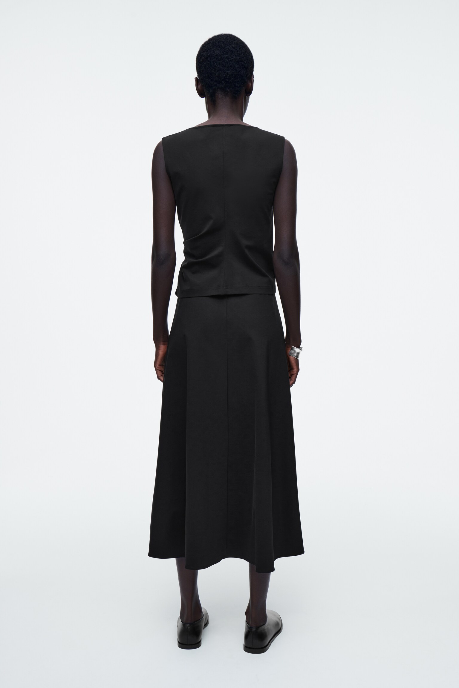 TWIST-DETAIL MIDI SKIRT - BLACK/BROWN - 7