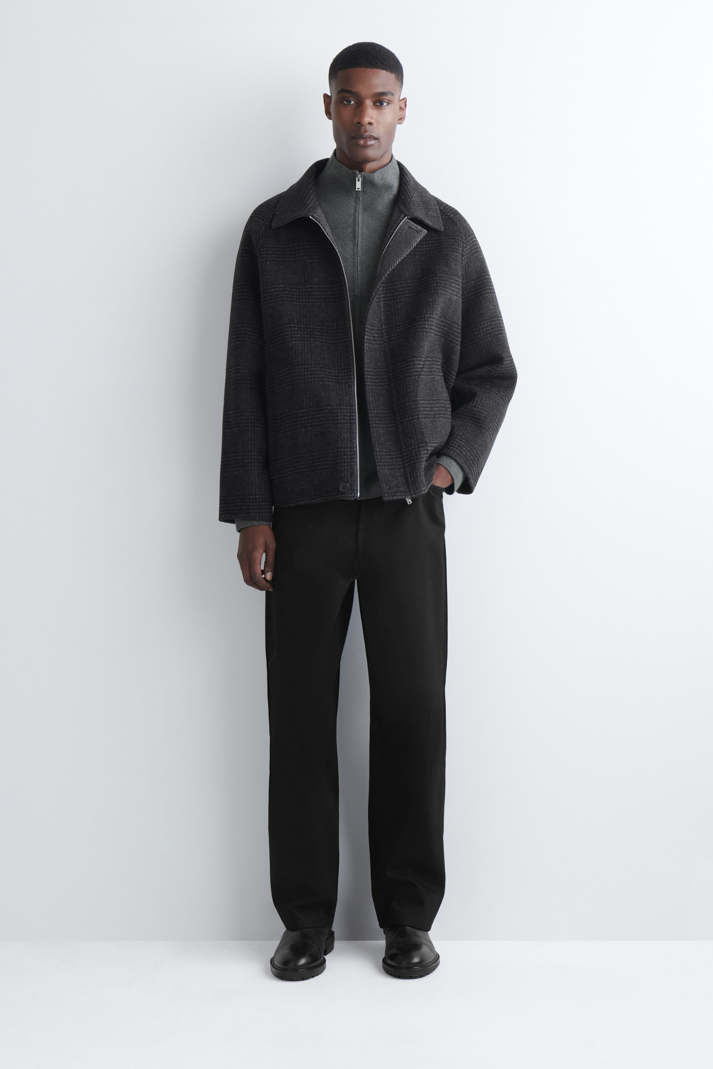 MERINO WOOL ZIP-UP TRACK JACKET - GREY | COS