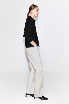 WAISTED CREPE-JERSEY SHIRT — BLACK 4