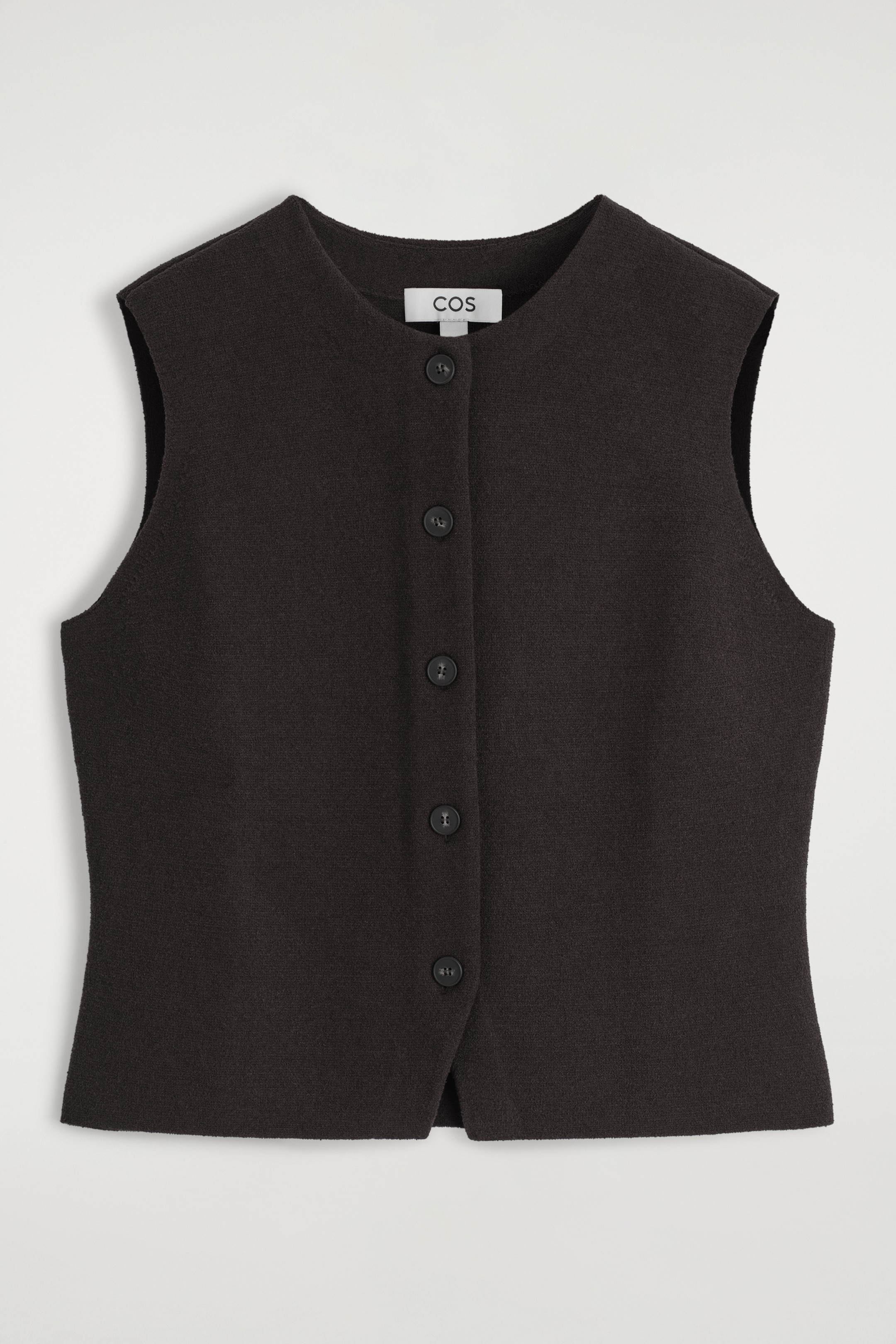 Visa större bild: STICKAD VÄST I BOMULL - MÖRKBRUN - DAM | H&M SE 5