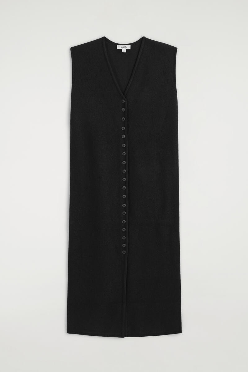 Buttoned Boiled Merino Wool Dress