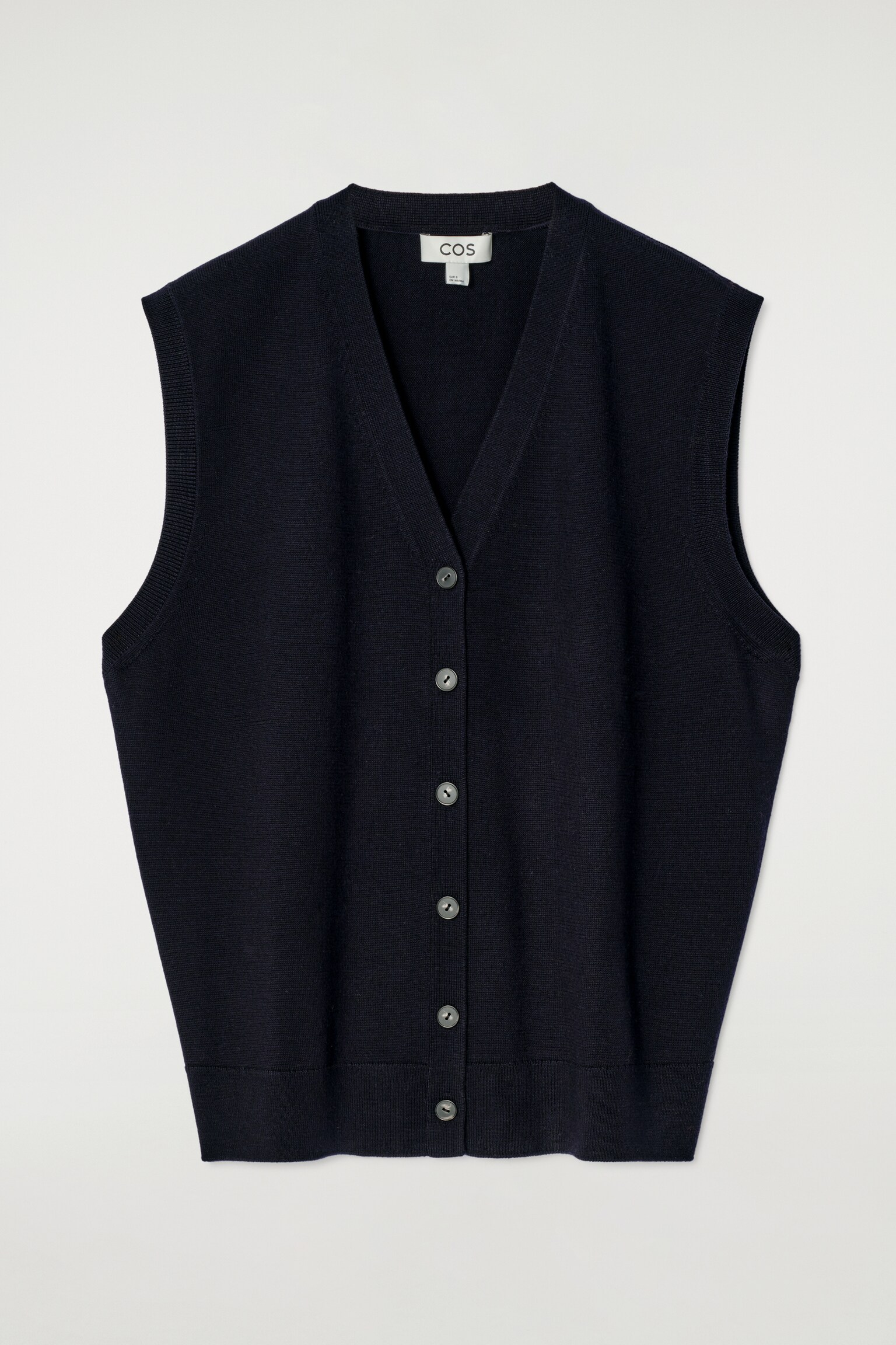 GILET À COL EN V EN LAINE MÉRINOS - BLEU MARINE/ROUGE/BRUN - 2