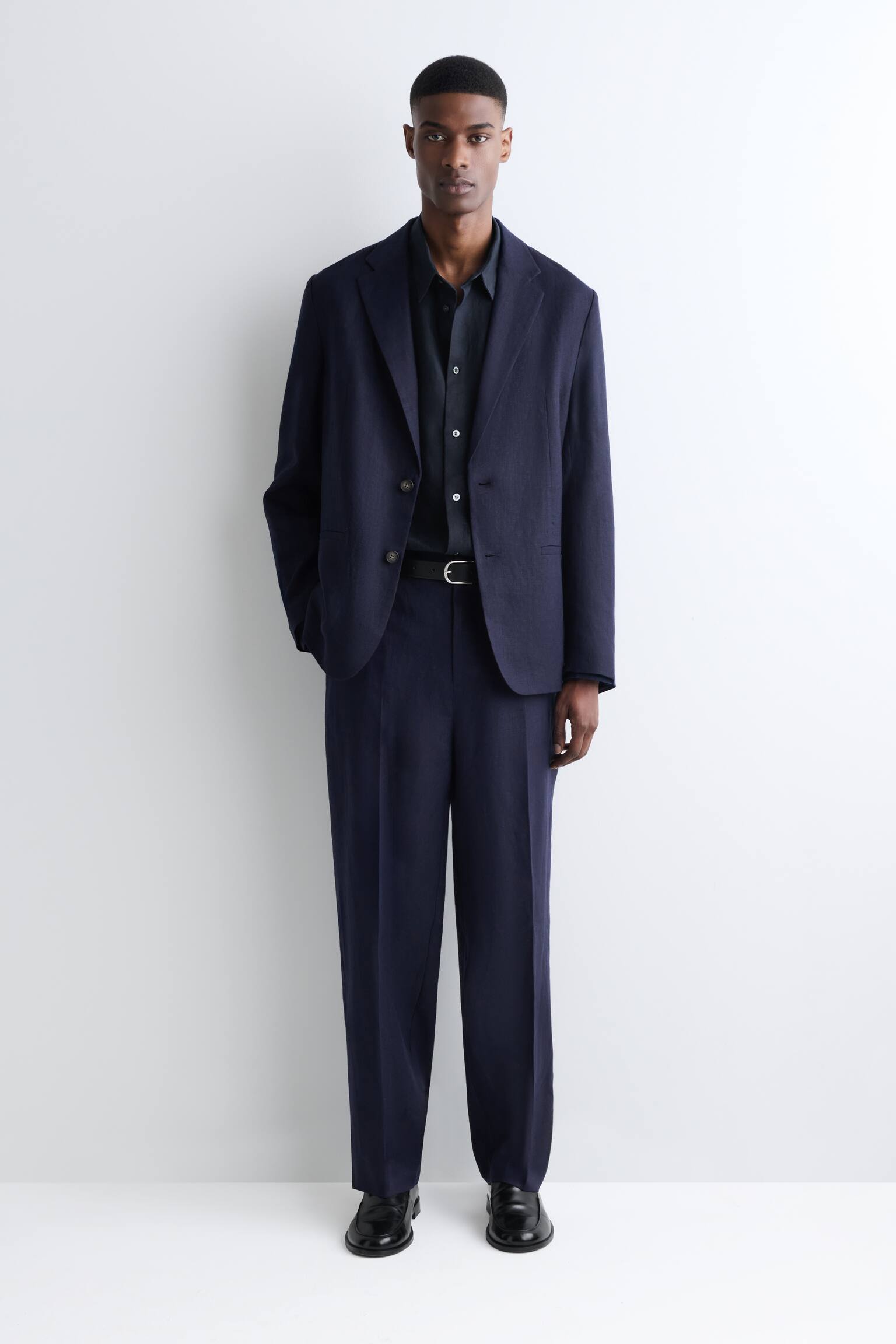 LOSSE LINNEN BLOUSE-MARINEBLAUW - 7