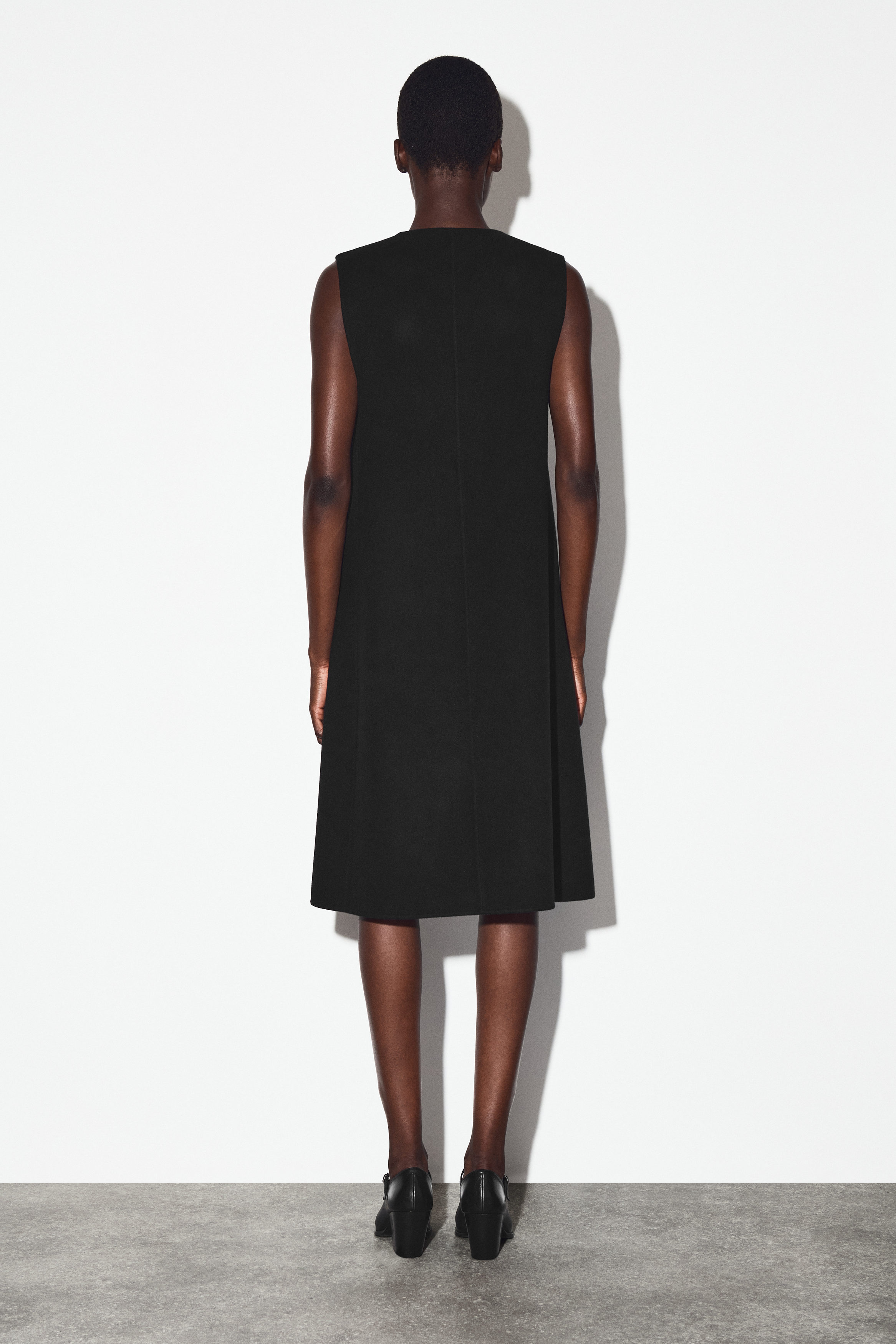 DOUBLE-FACED MERINO WOOL DRESS - BLACK | COS US